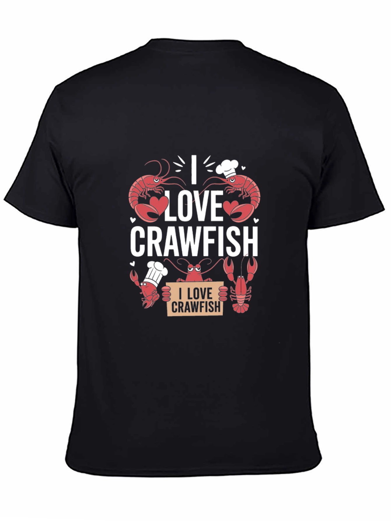 I Love Crawfish Graphic Tee - Black Cotton T-Shirt