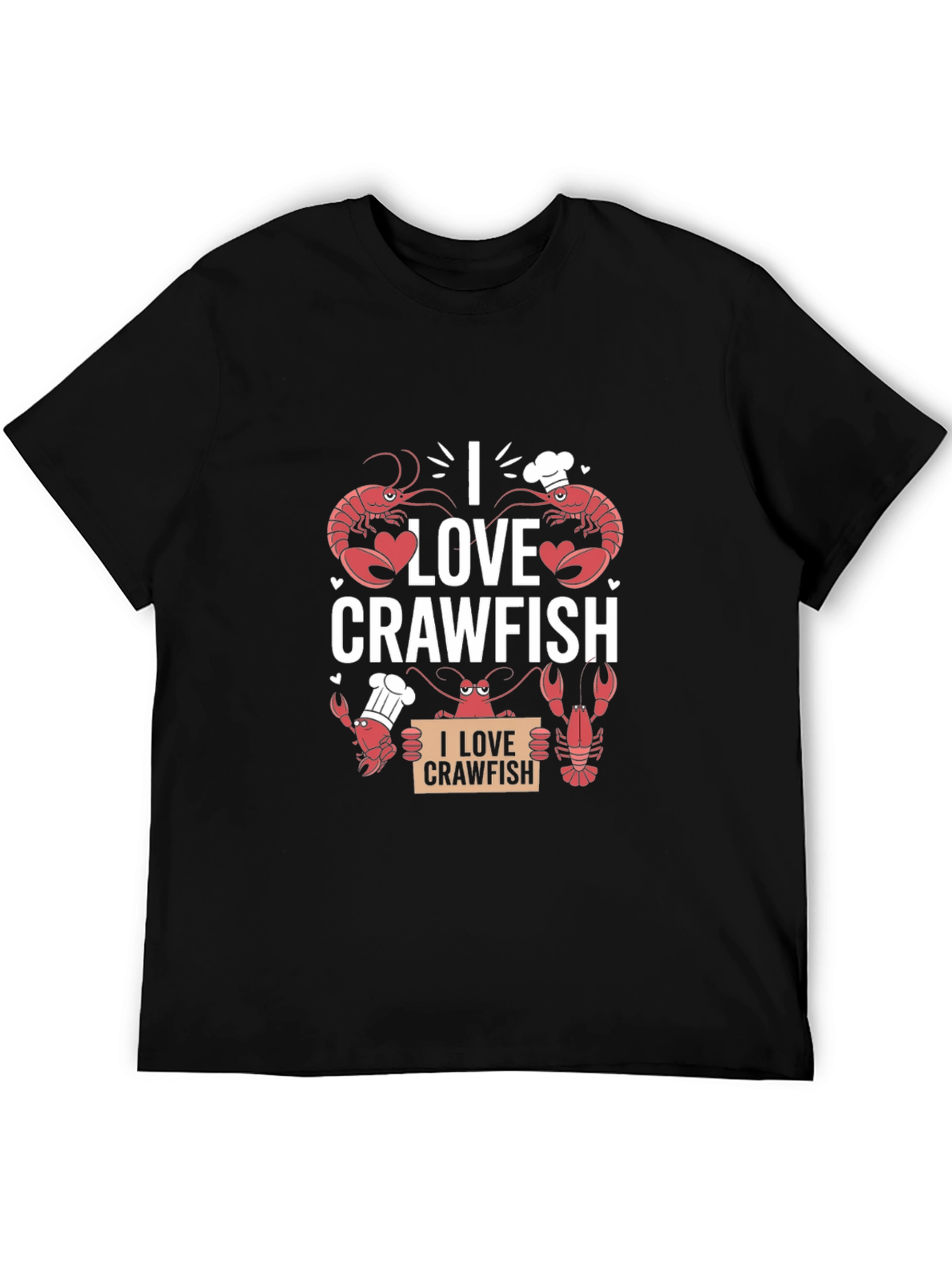 I Love Crawfish Graphic Tee - Black Cotton T-Shirt