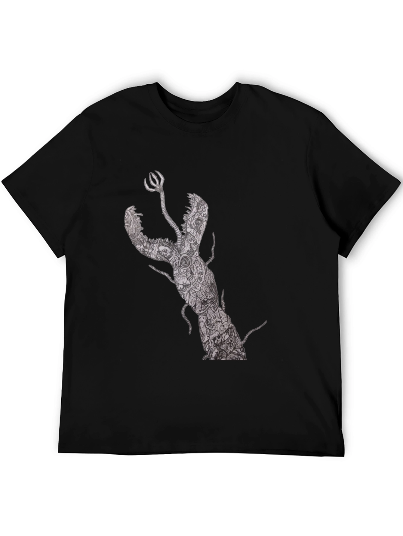 Unique Lobster Graphic Black T-Shirt