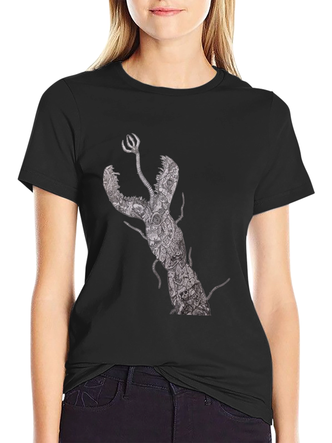 Unique Lobster Graphic Black T-Shirt