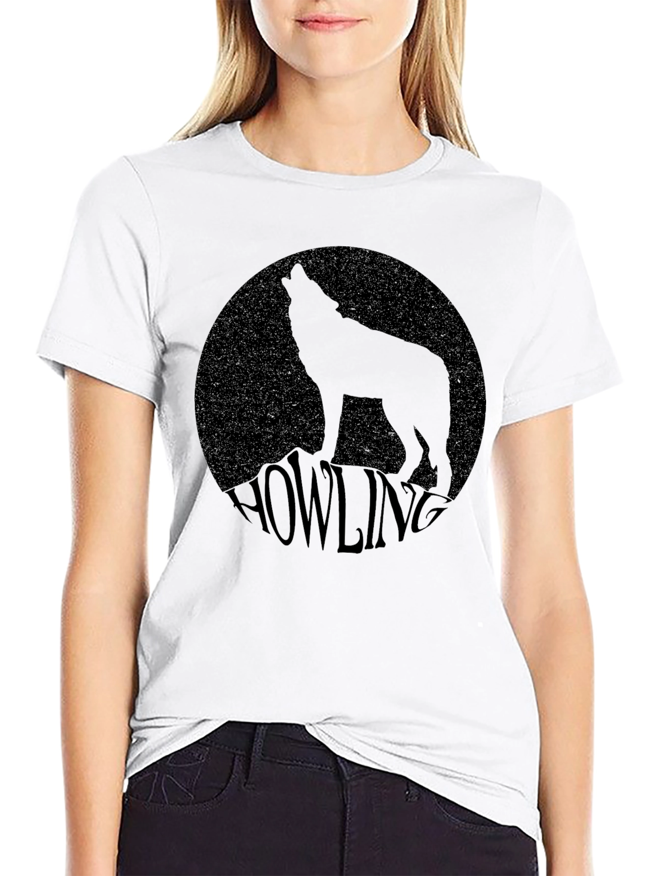 Howling Wolf Graphic Tee - Black