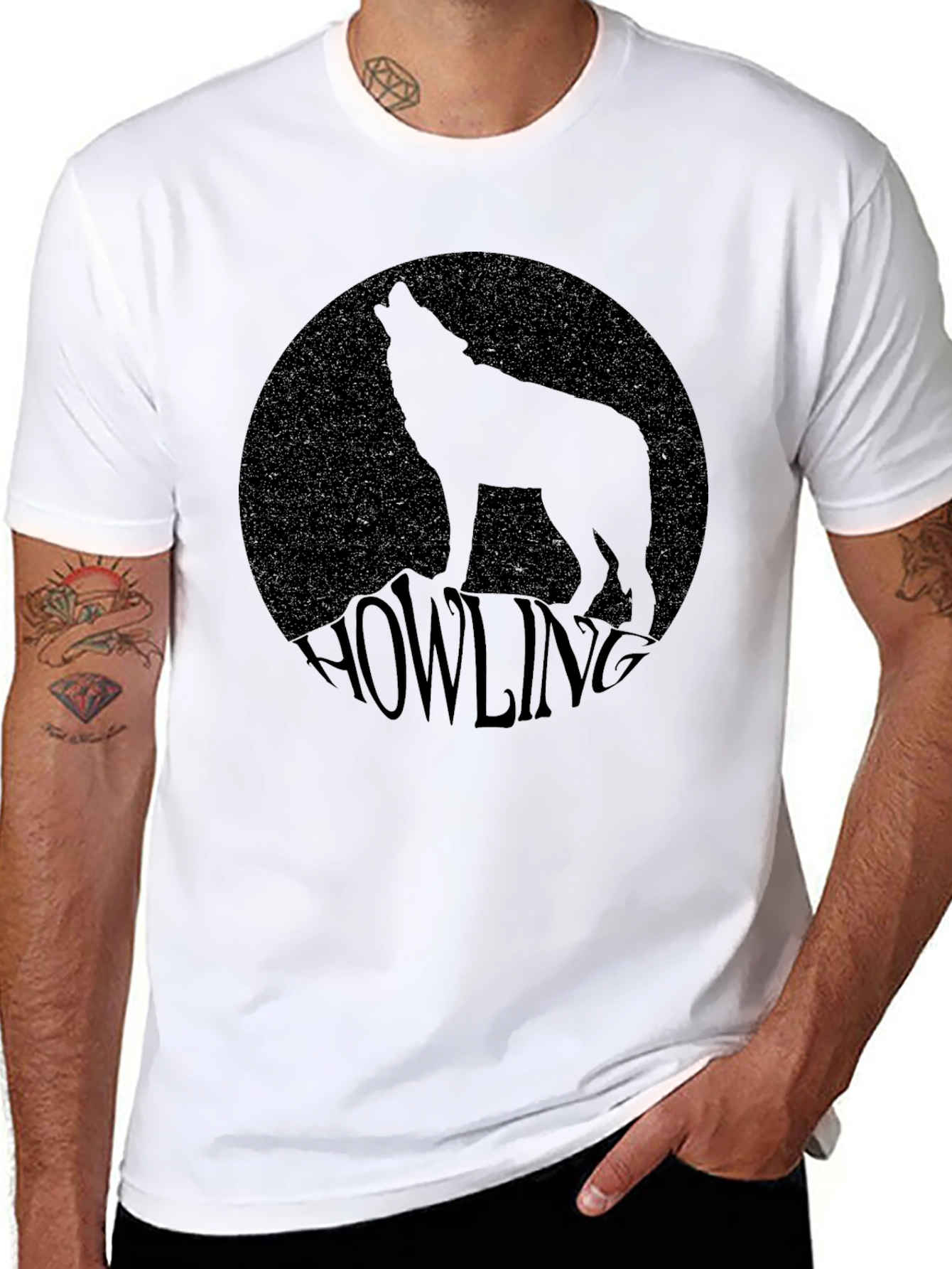 Howling Wolf Graphic Tee - Black
