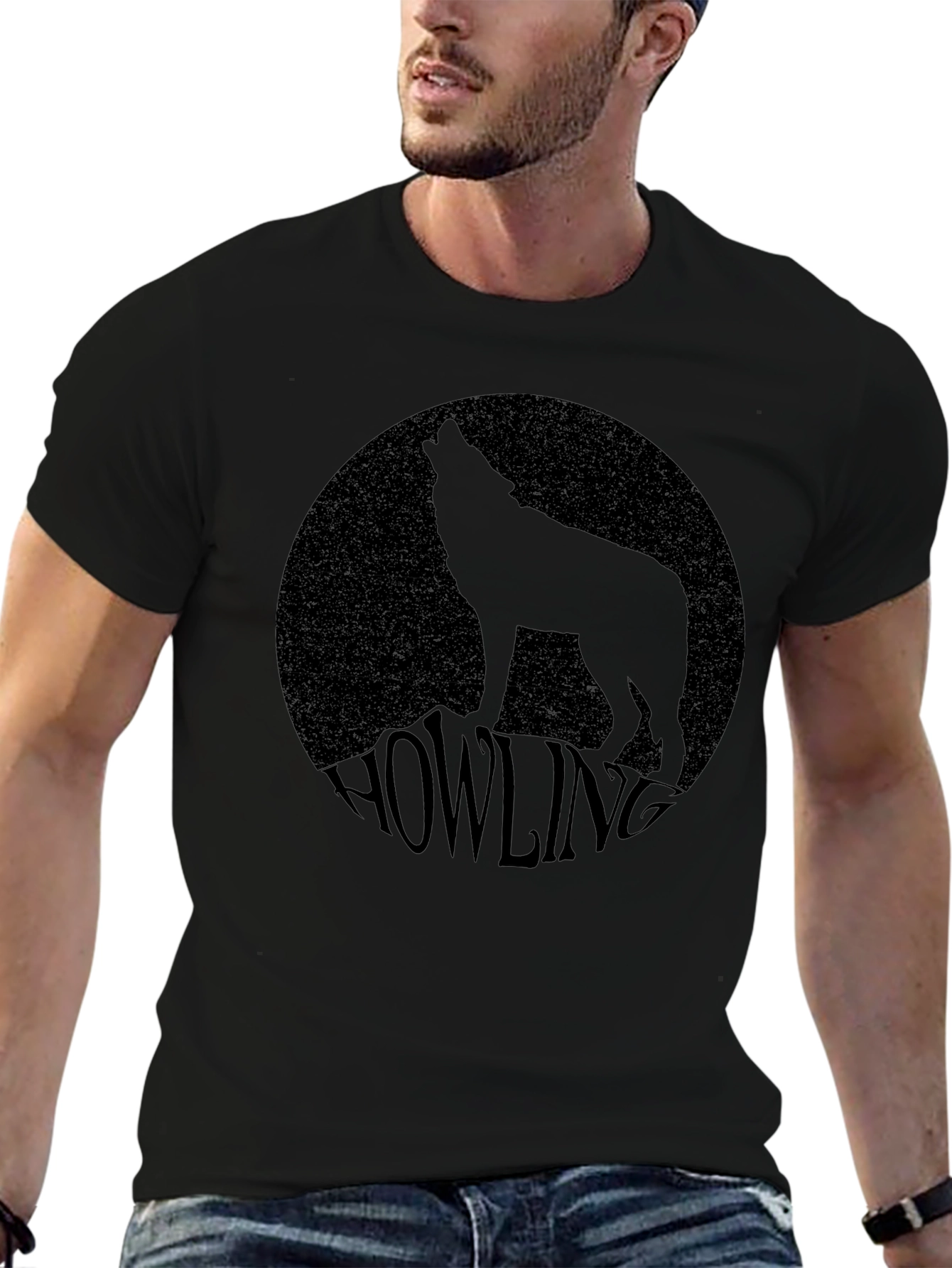 Howling Wolf Graphic Tee - Black