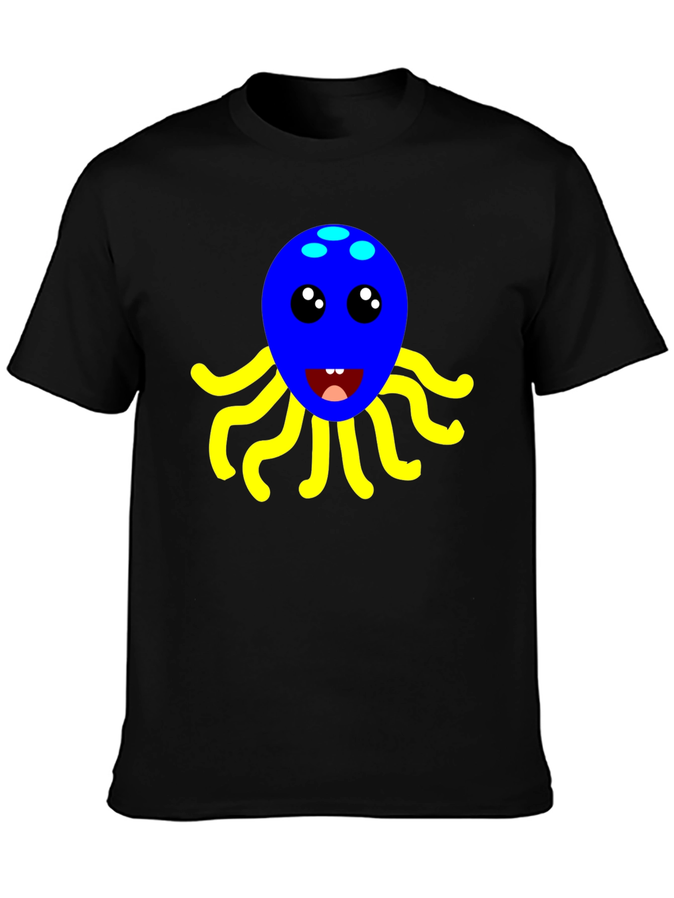 Cute Octopus Graphic Tee - Black Cotton Shirt