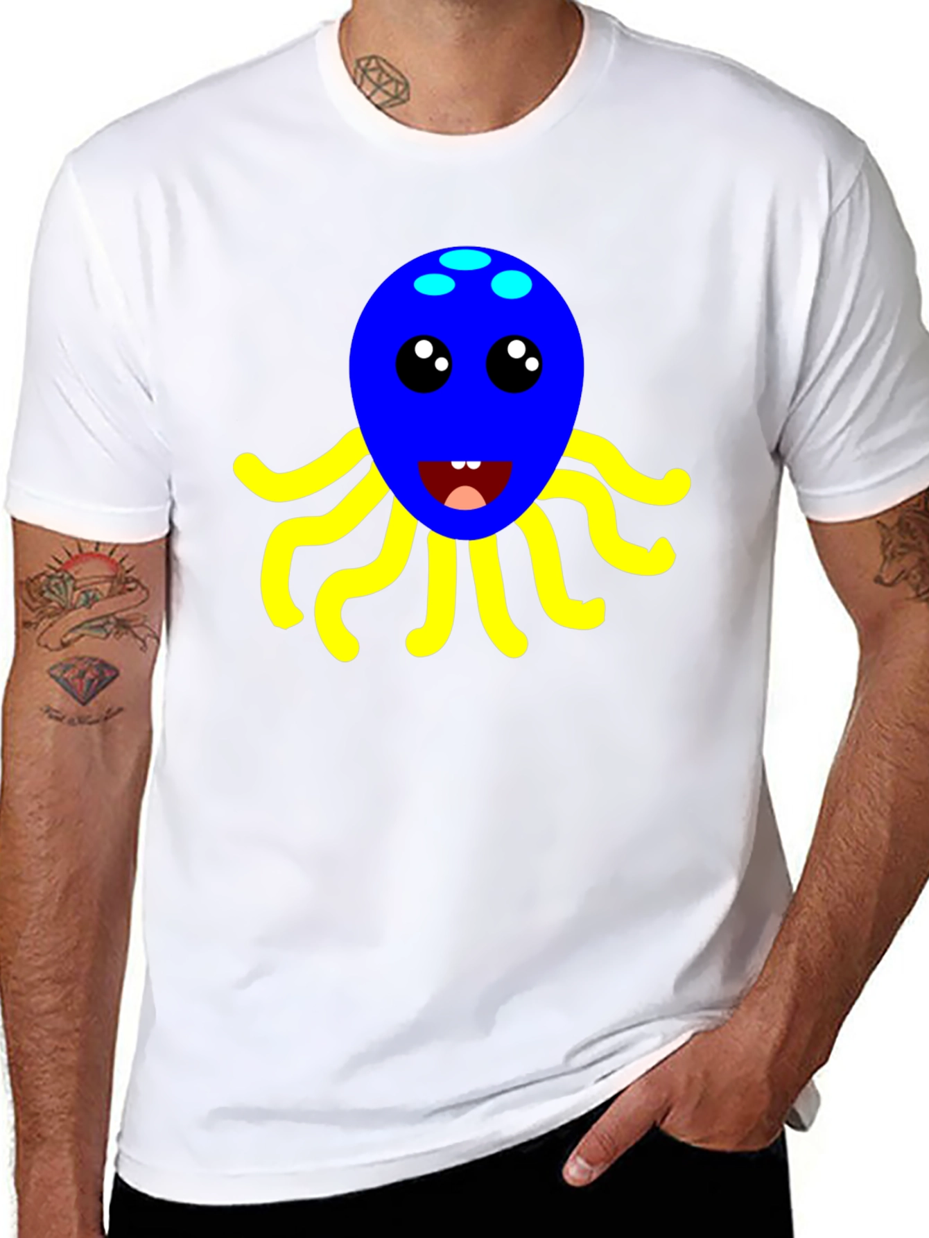 Cute Octopus Graphic Tee - Black Cotton Shirt