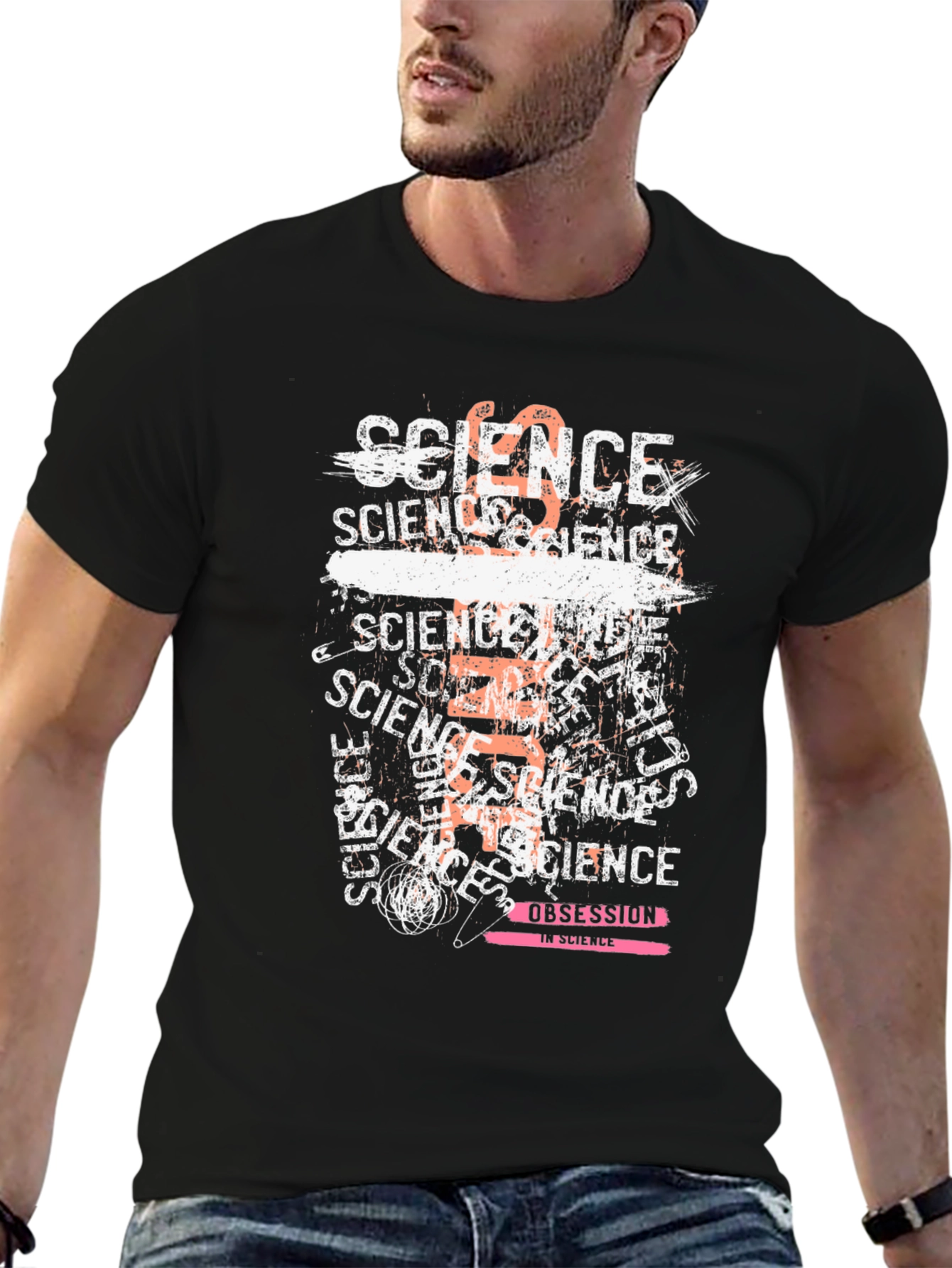 Science Obsession Graphic Tee - Black Cotton Blend
