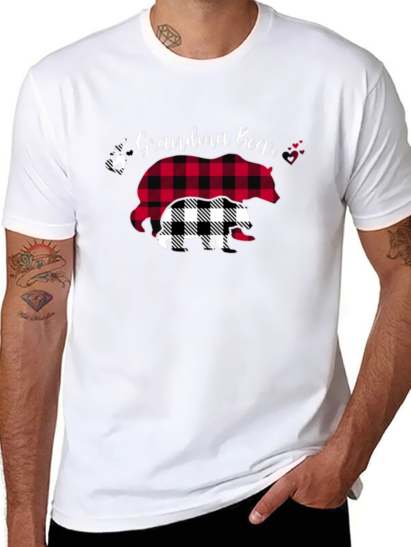 Grandma Bear Plaid Graphic Tee