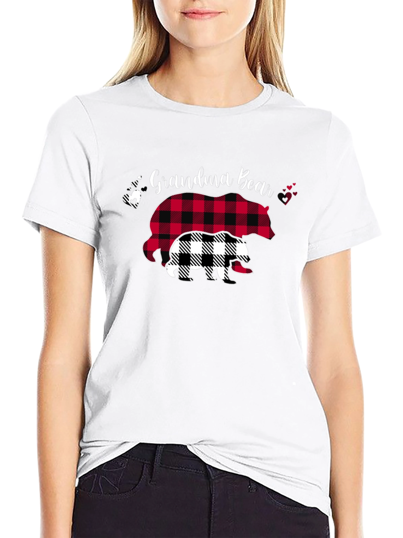 Grandma Bear Plaid Graphic Tee