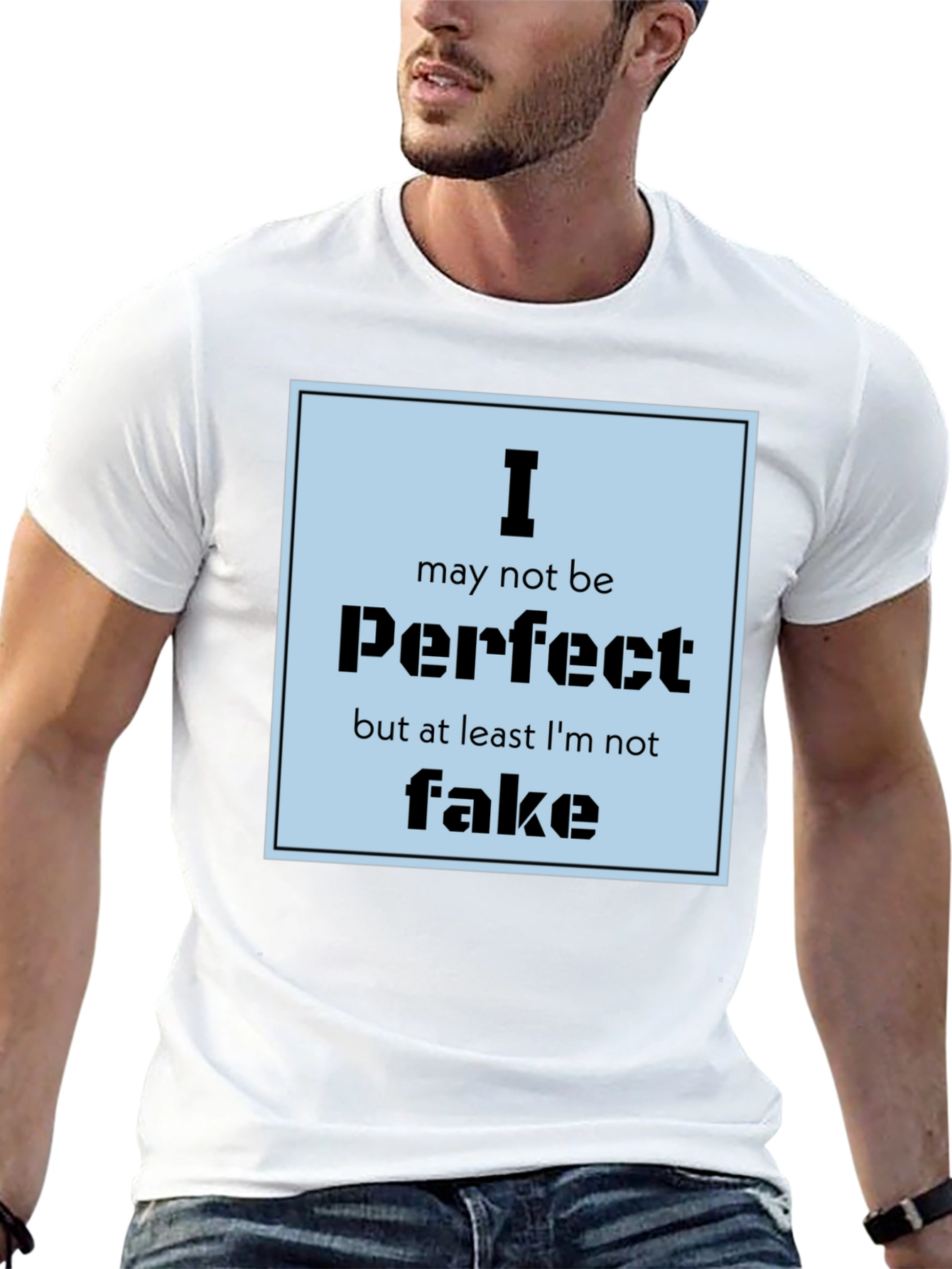 I May Not Be Perfect Mens Black Graphic Tee
