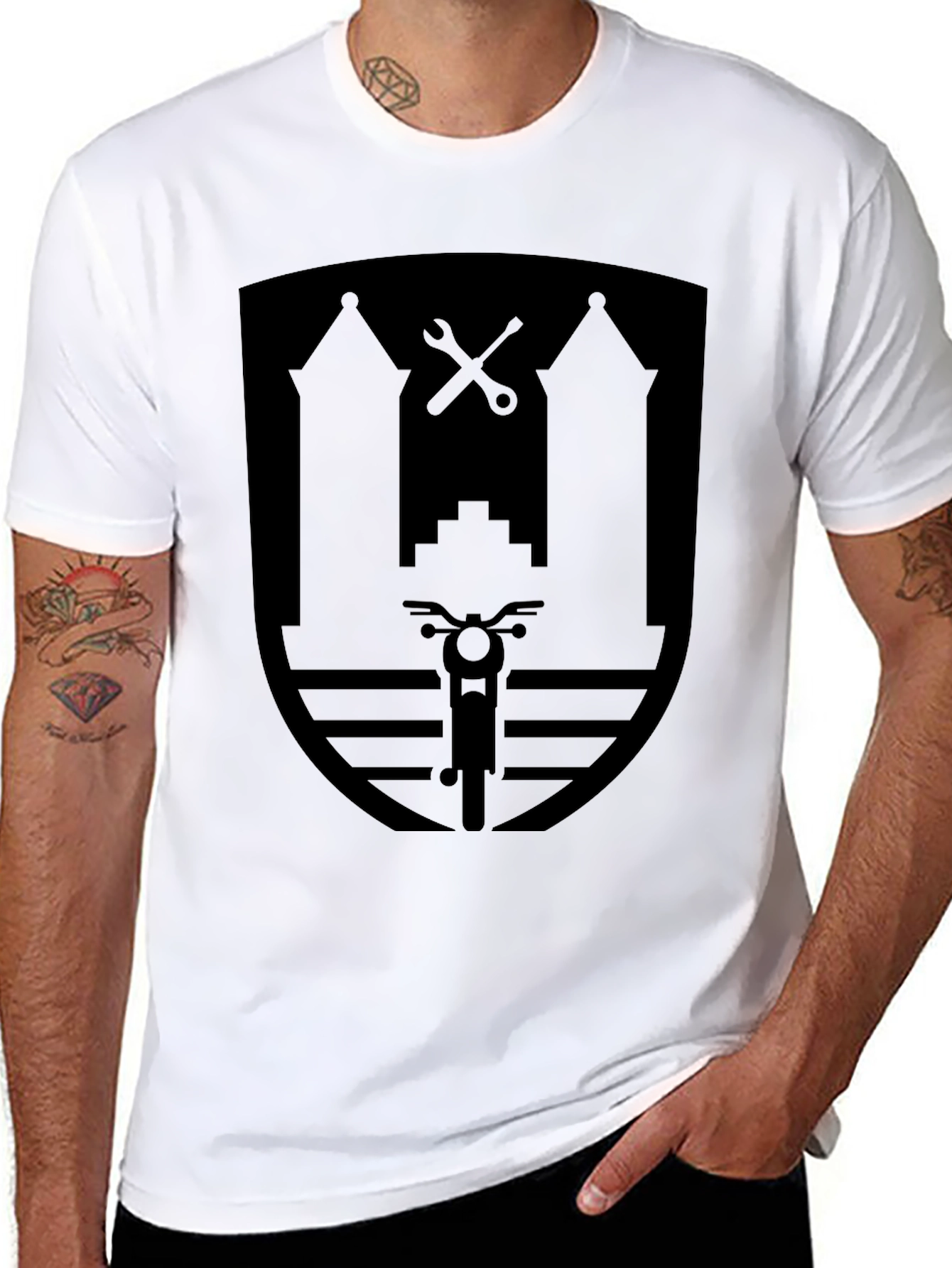 Motorcycle Shield Graphic Black T-Shirt