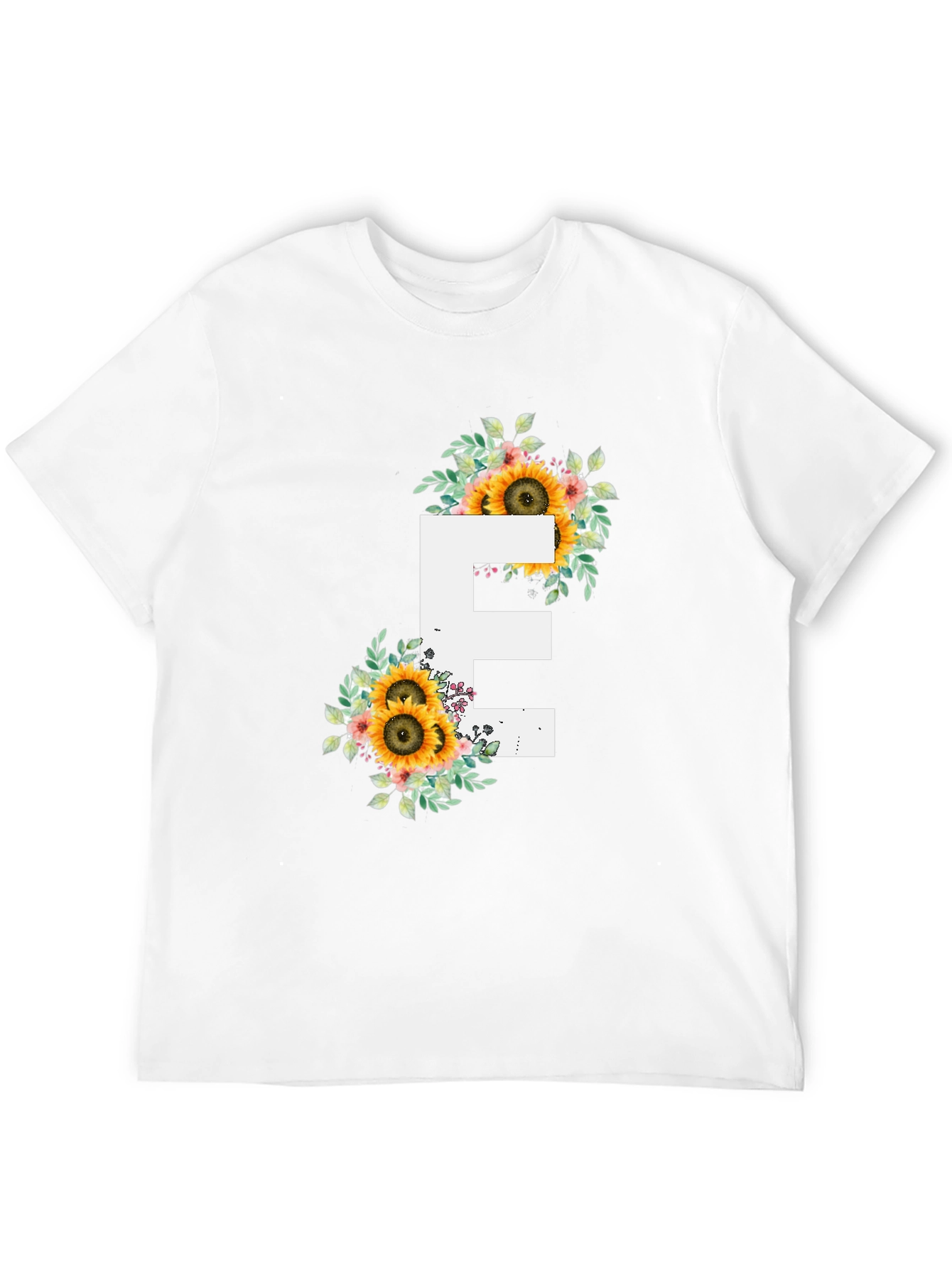 Floral Letter E T-Shirt - Sunflower Initial Tee