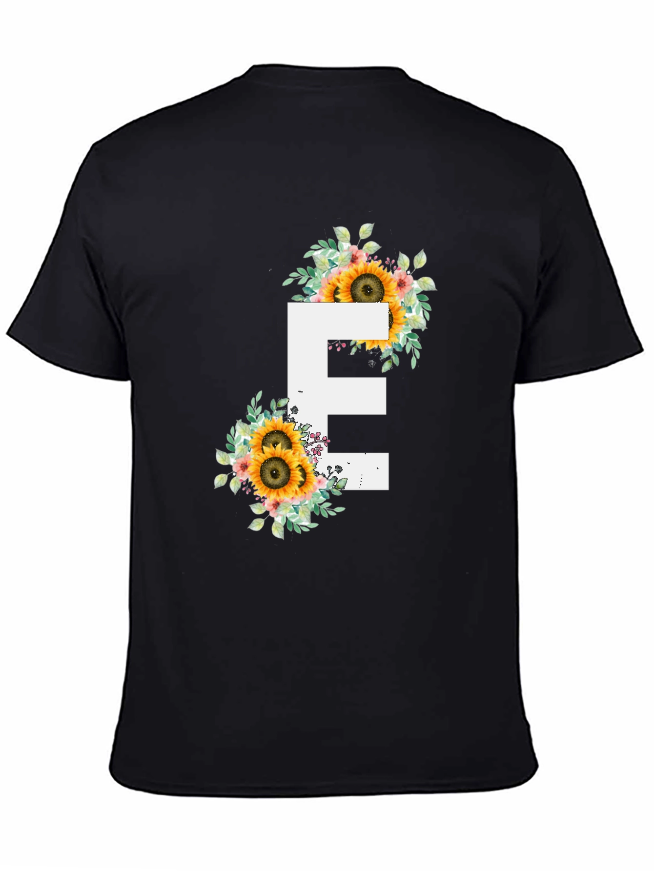 Floral Letter E T-Shirt - Sunflower Initial Tee