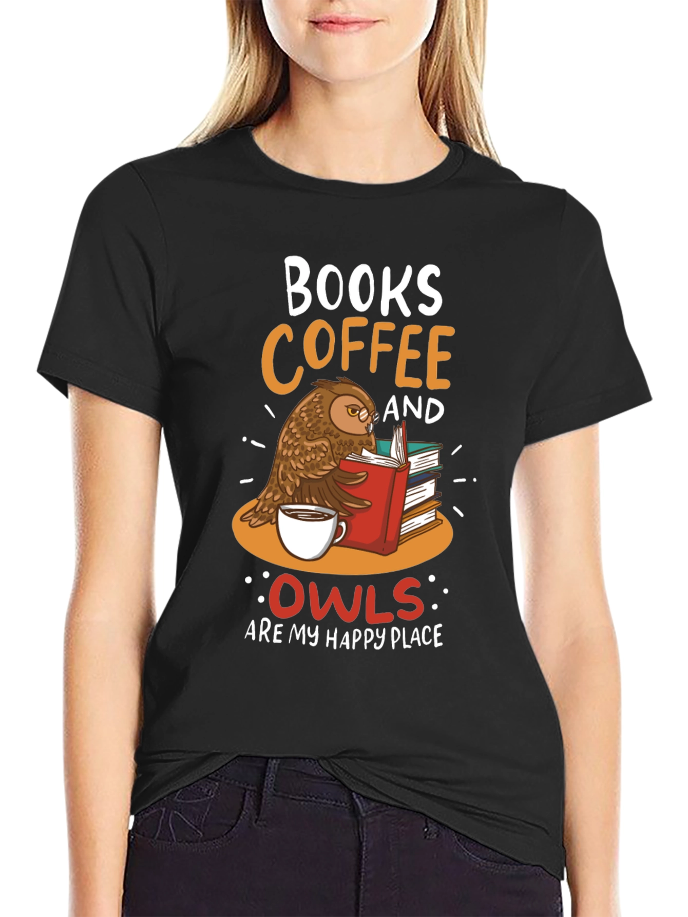 Books Coffee and Owls T-Shirt