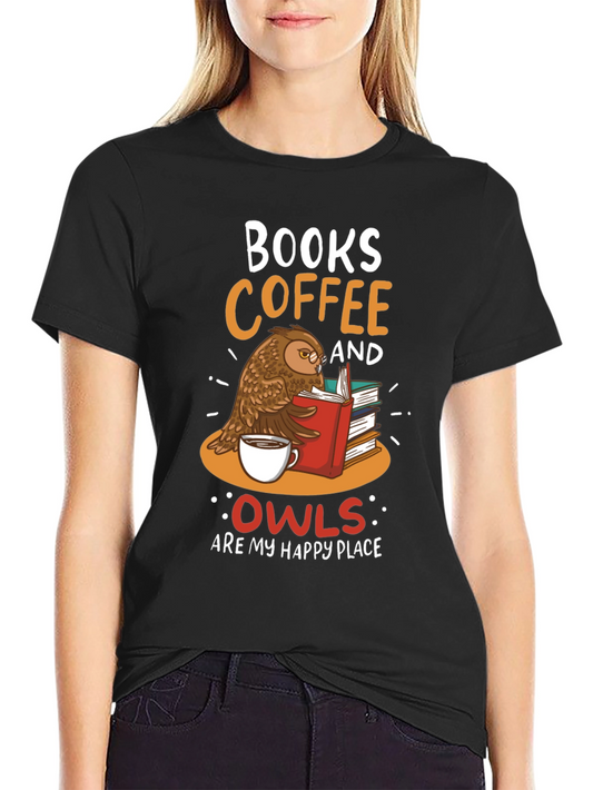 Books Coffee and Owls T-Shirt