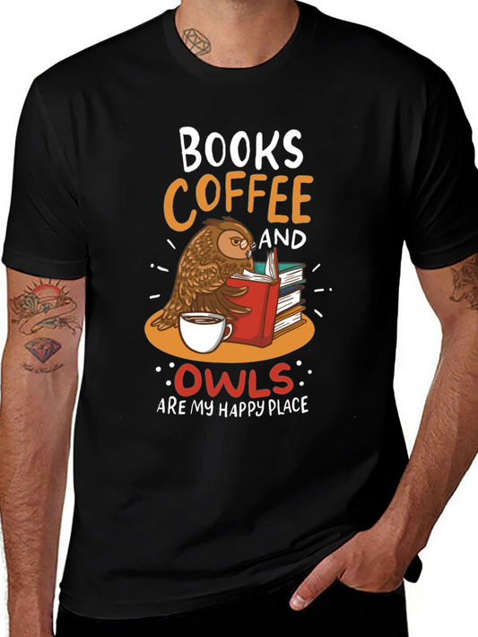 Books Coffee and Owls T-Shirt