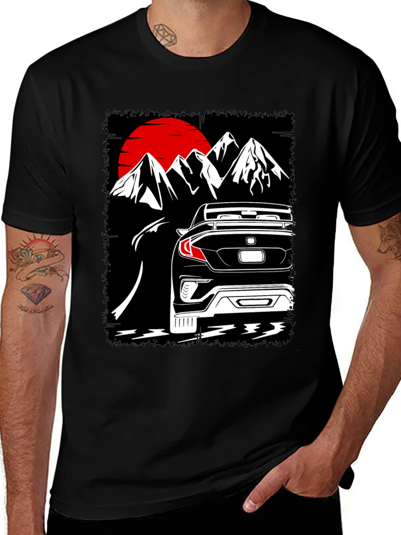 Mountain Car Graphic Tee - Black