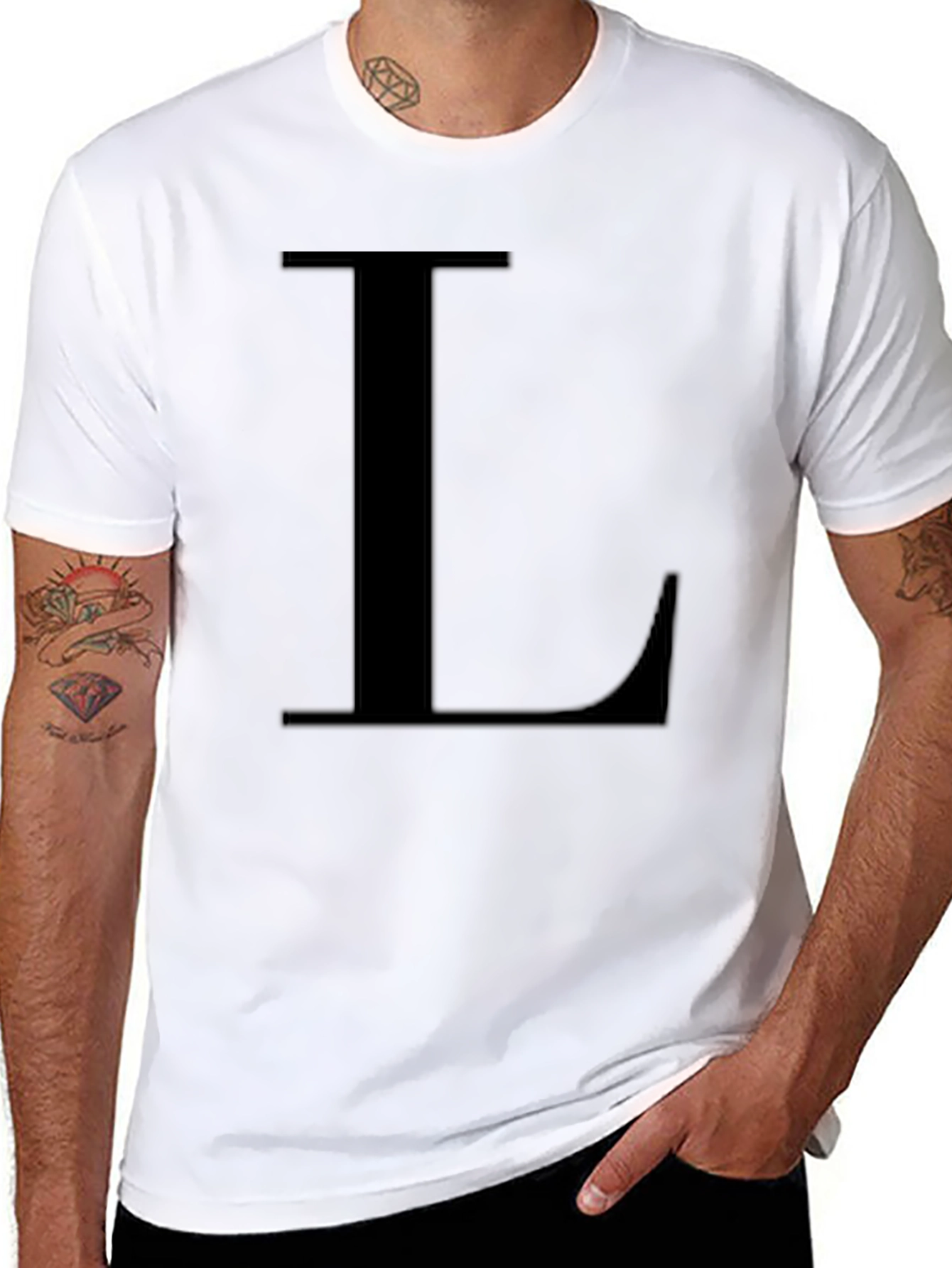 Letter L Black T-Shirt - Simple Alphabet Tee