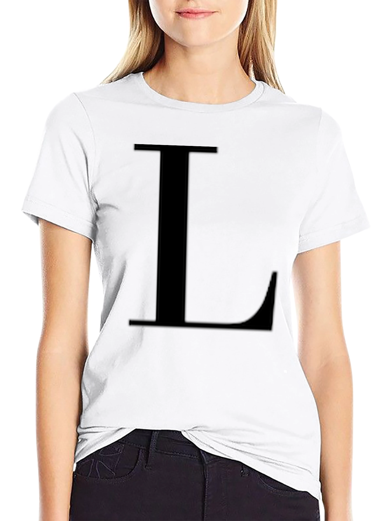 Letter L Black T-Shirt - Simple Alphabet Tee
