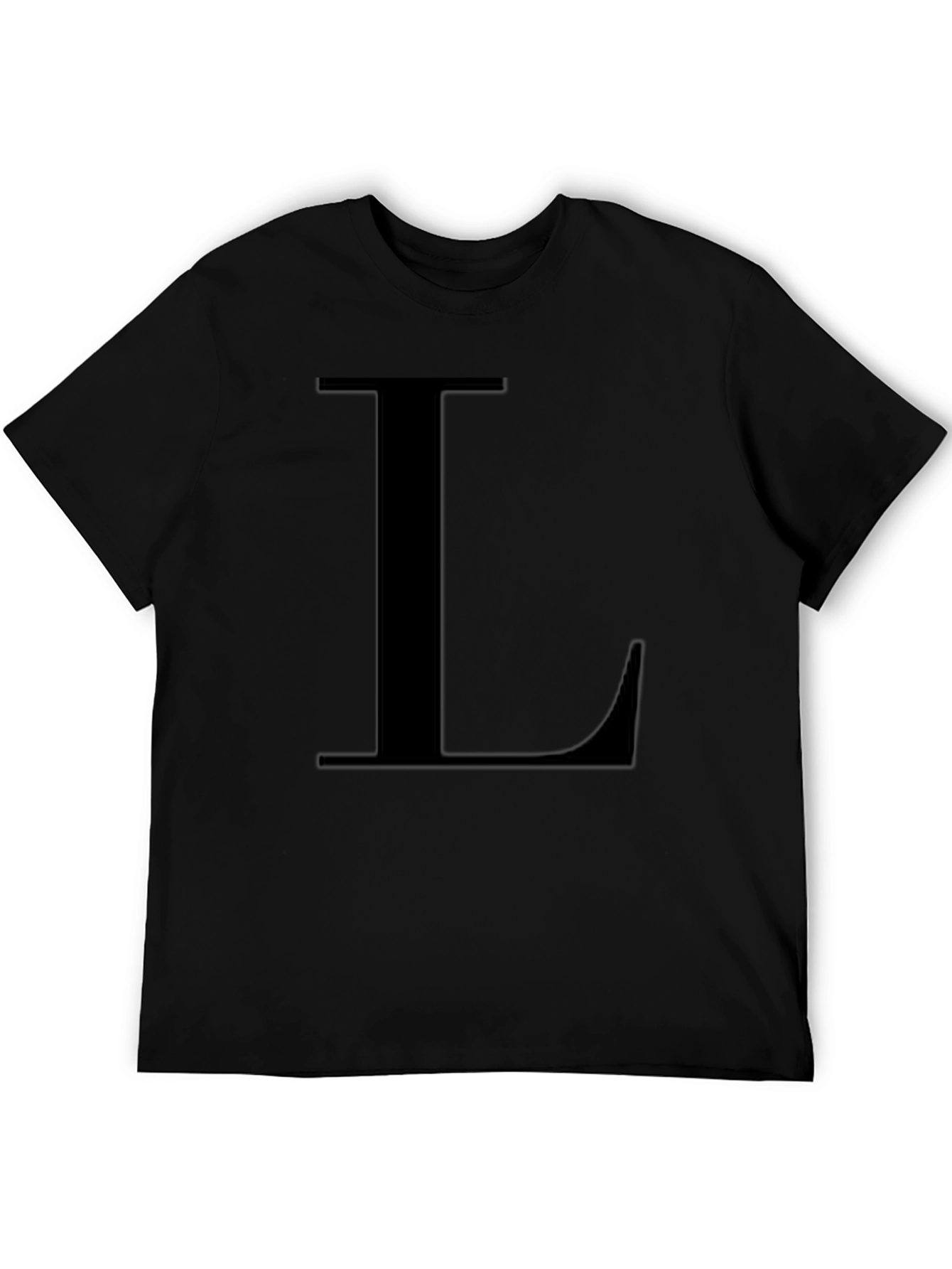 Letter L Black T-Shirt - Simple Alphabet Tee