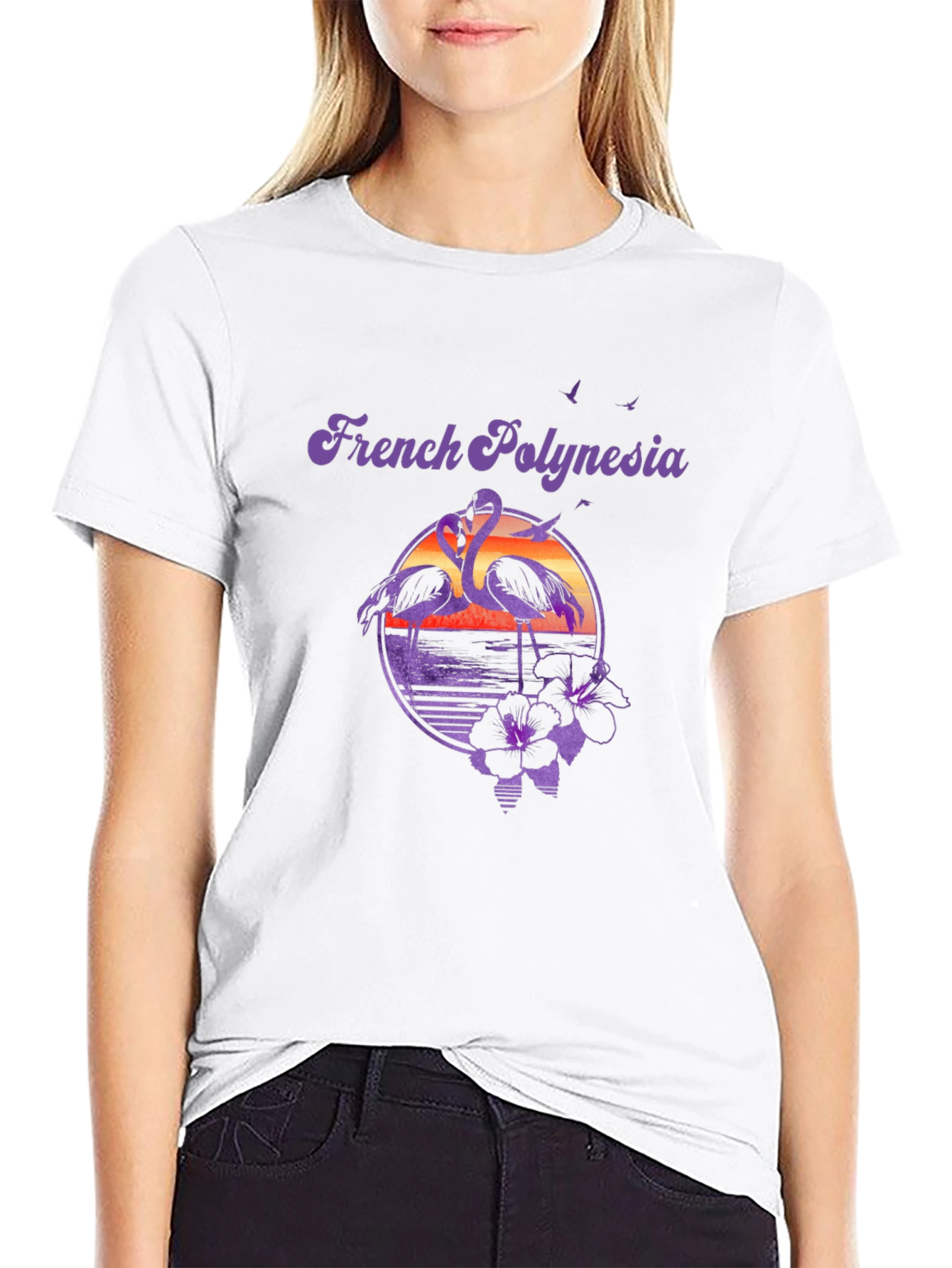 French Polynesia Flamingo Graphic T-Shirt