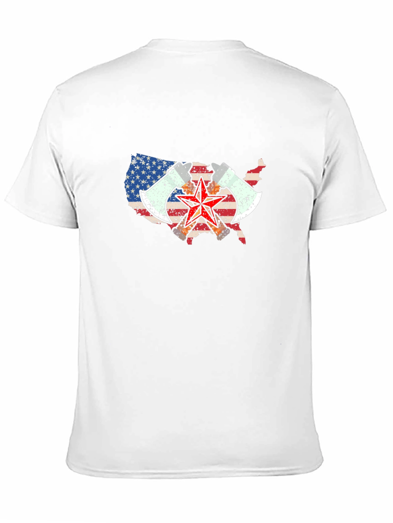 USA Map Axe & Star Graphic T-Shirt - Black