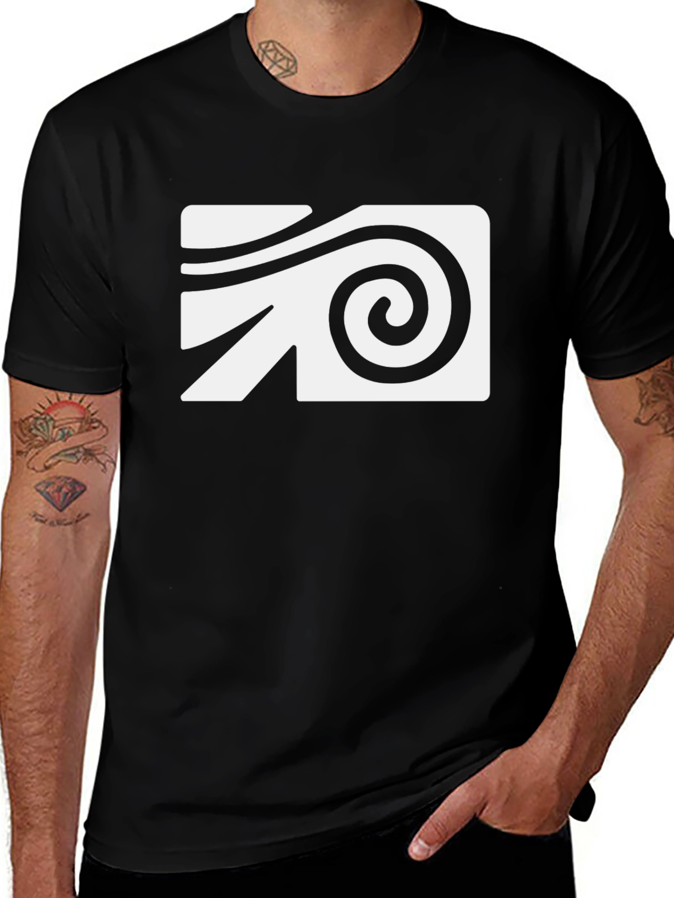 Abstract Swirl Graphic Tee - Black Cotton