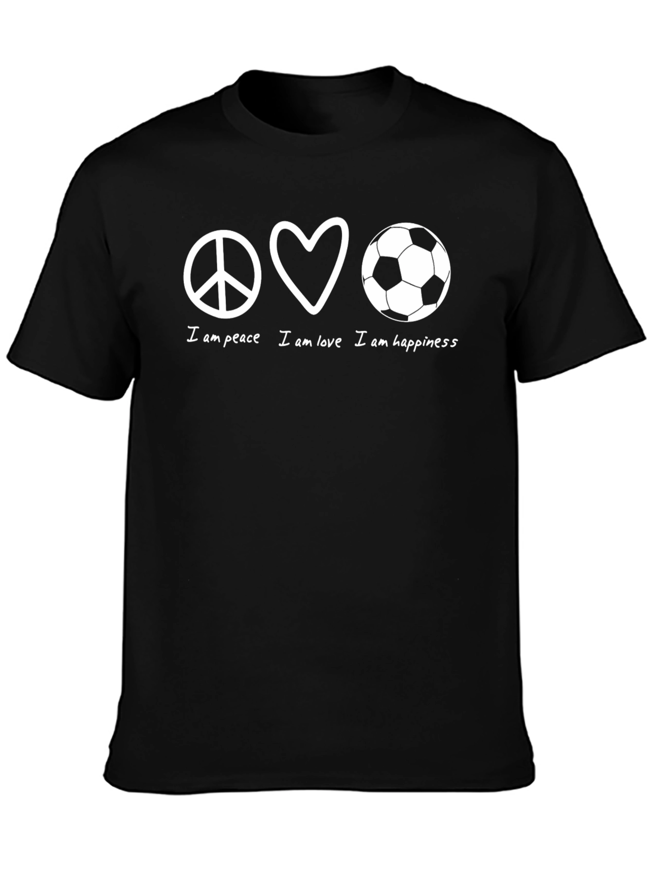 Peace Love Soccer T-Shirt - Unisex Black Tee