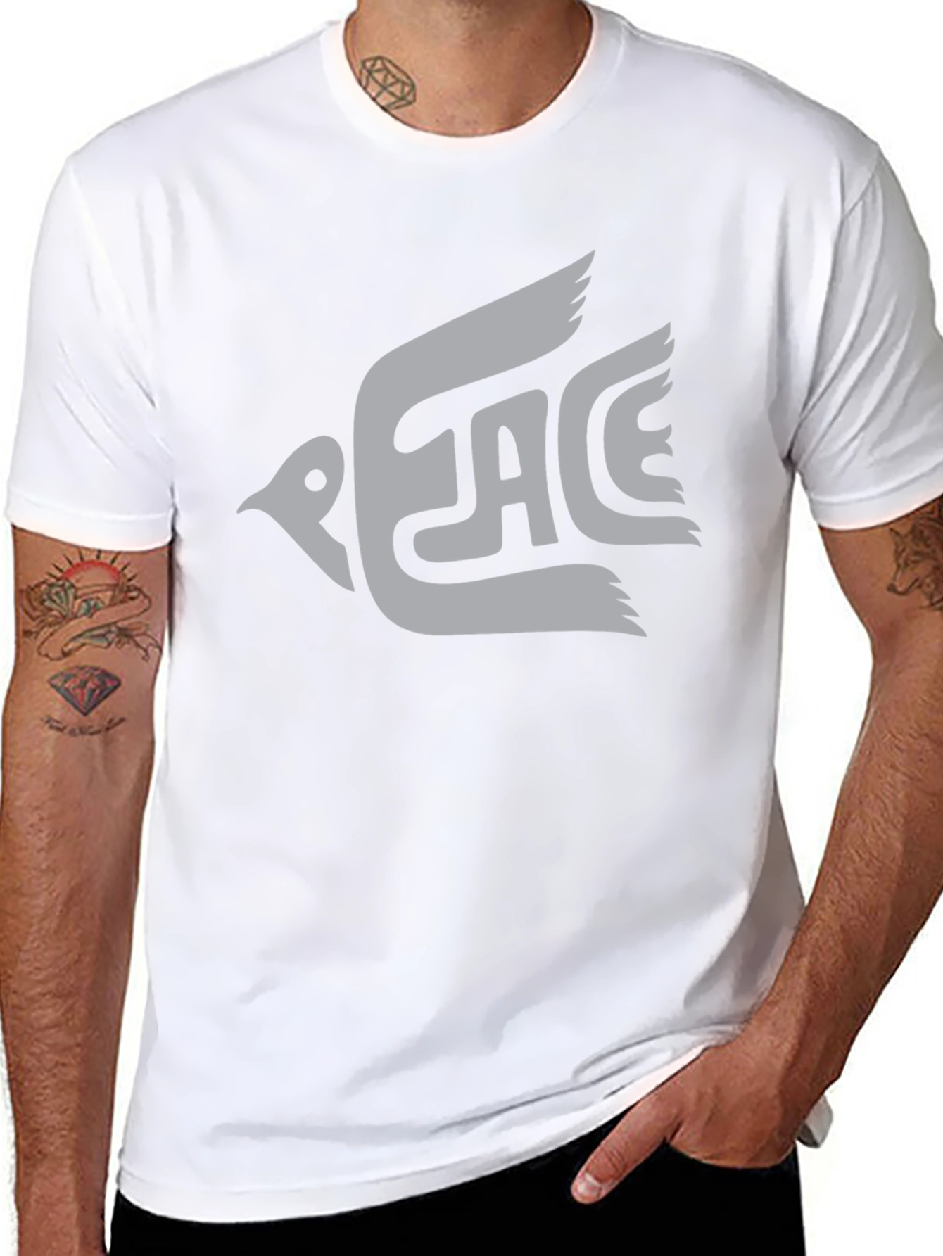 Peace Dove Graphic Tee - Black Cotton T-Shirt