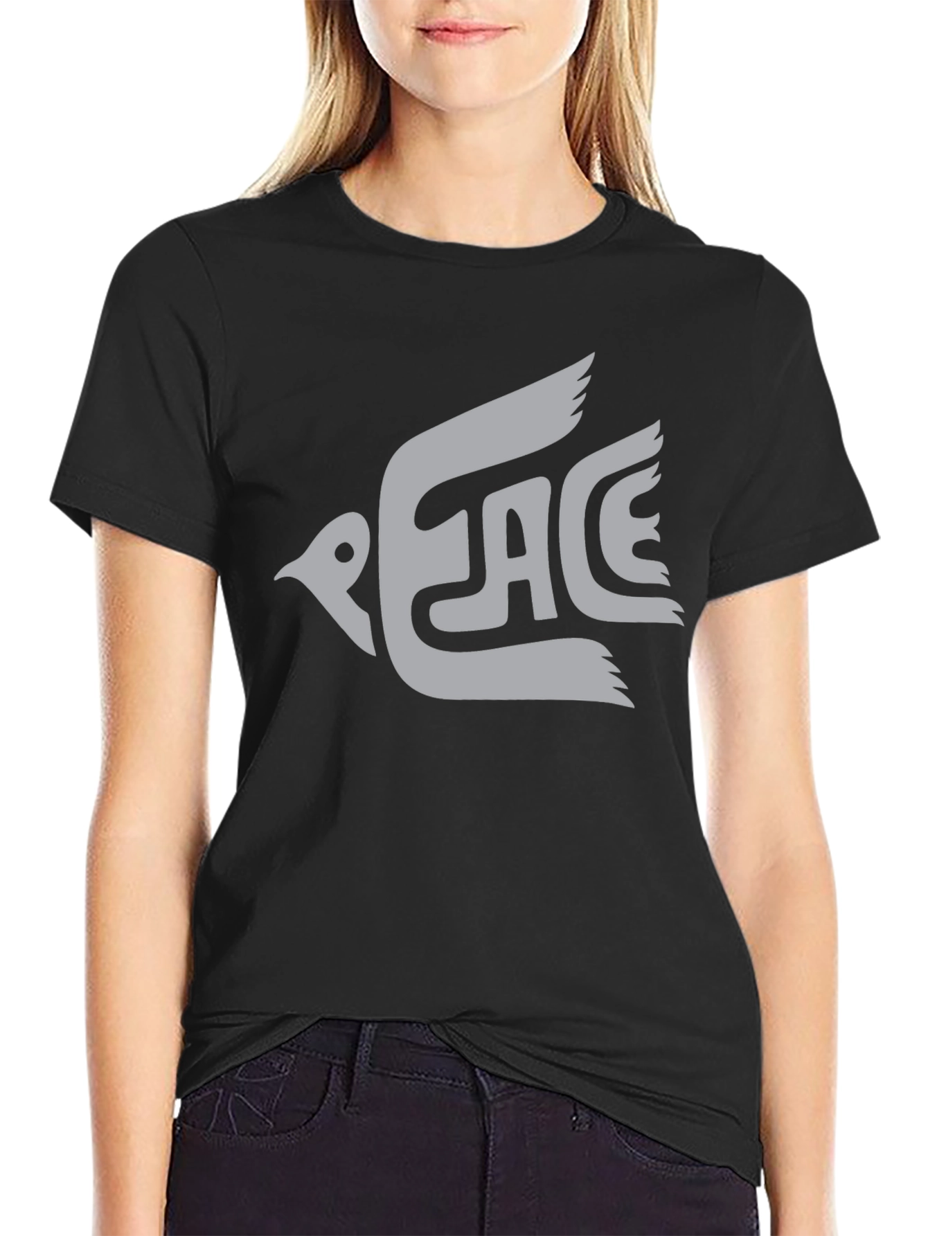 Peace Dove Graphic Tee - Black Cotton T-Shirt
