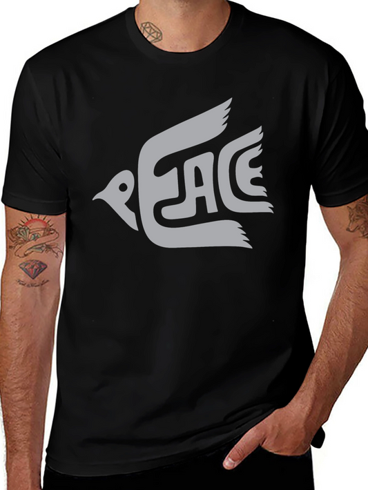 Peace Dove Graphic Tee - Black Cotton T-Shirt