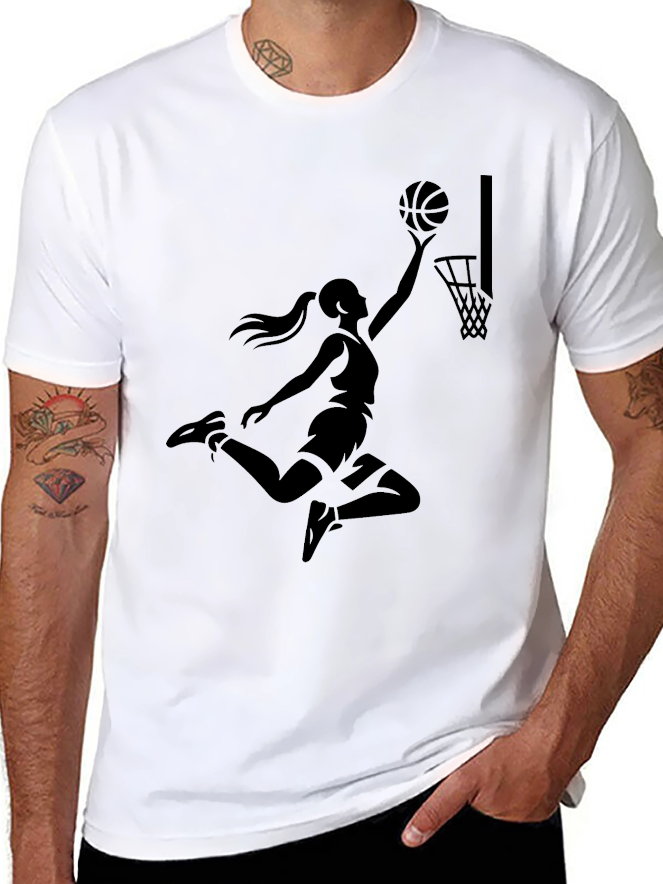 Womens Basketball Player Graphic Tee - Black