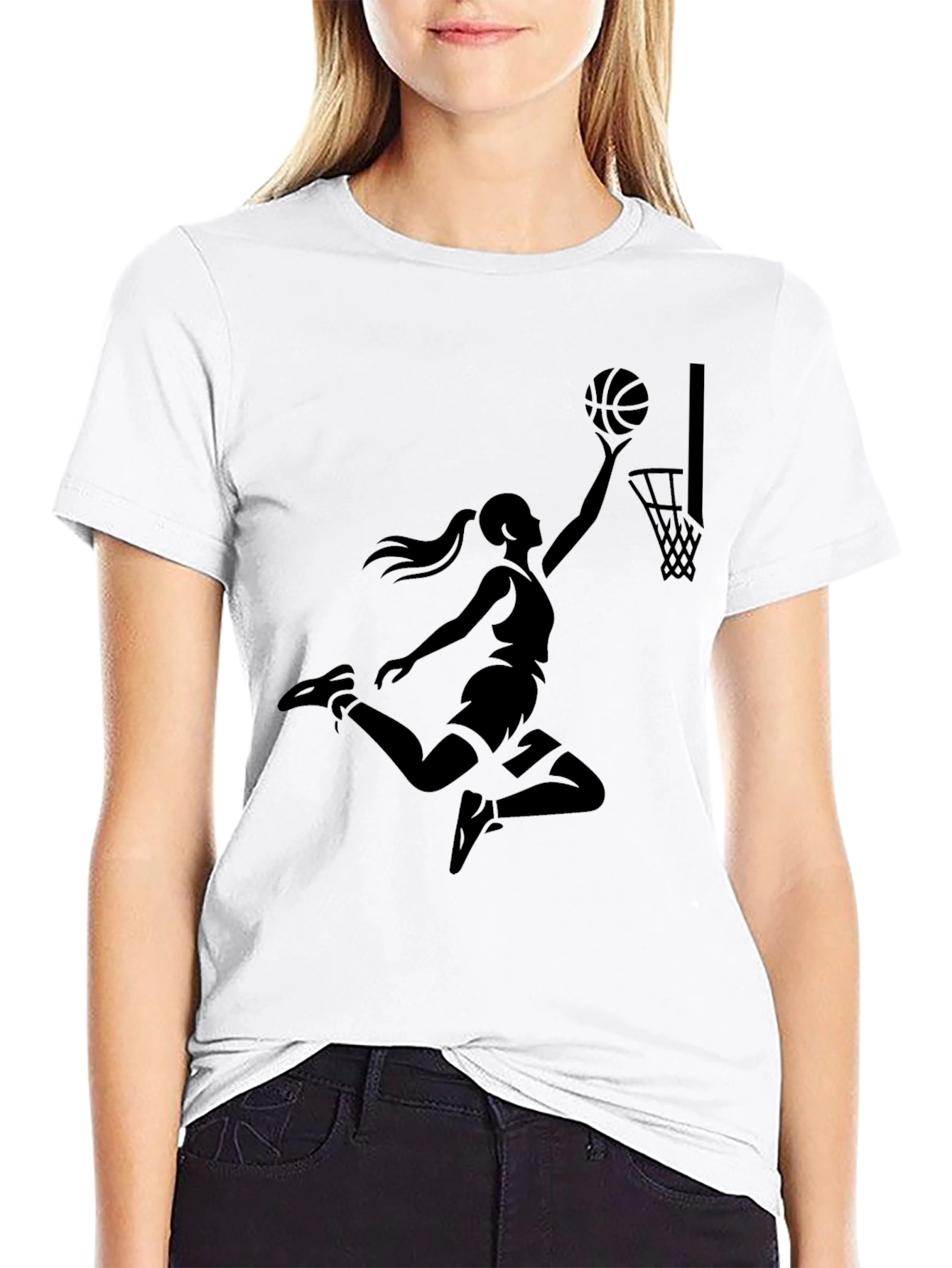 Womens Basketball Player Graphic Tee - Black