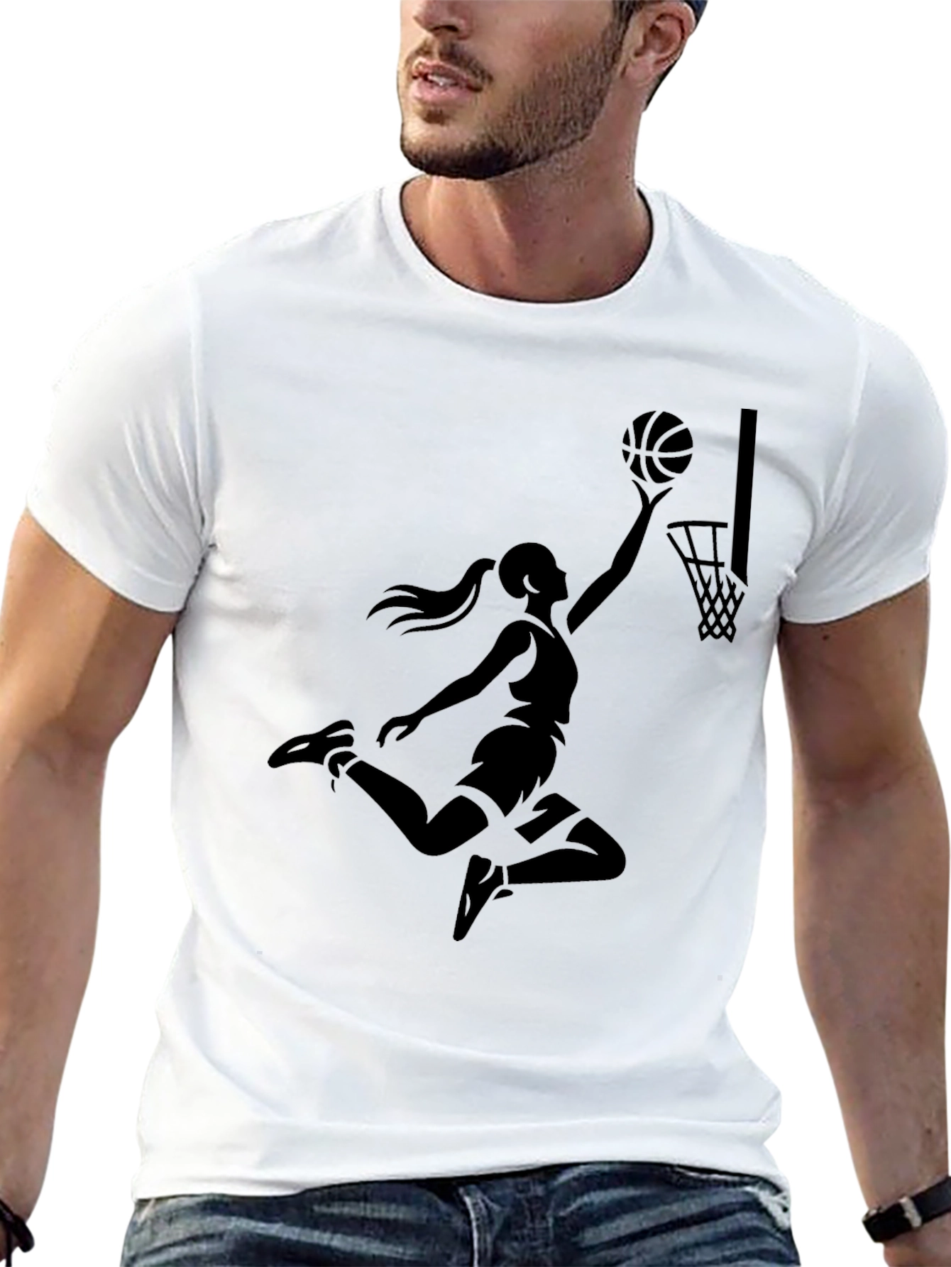 Womens Basketball Player Graphic Tee - Black