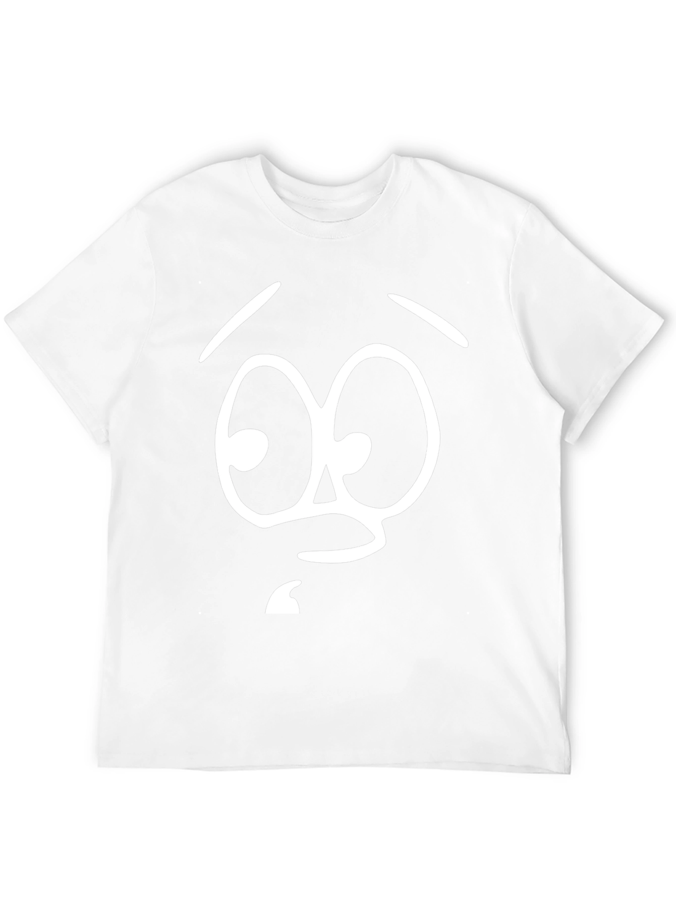 Funny Cartoon Face Graphic Tee - Black Cotton T-Shirt