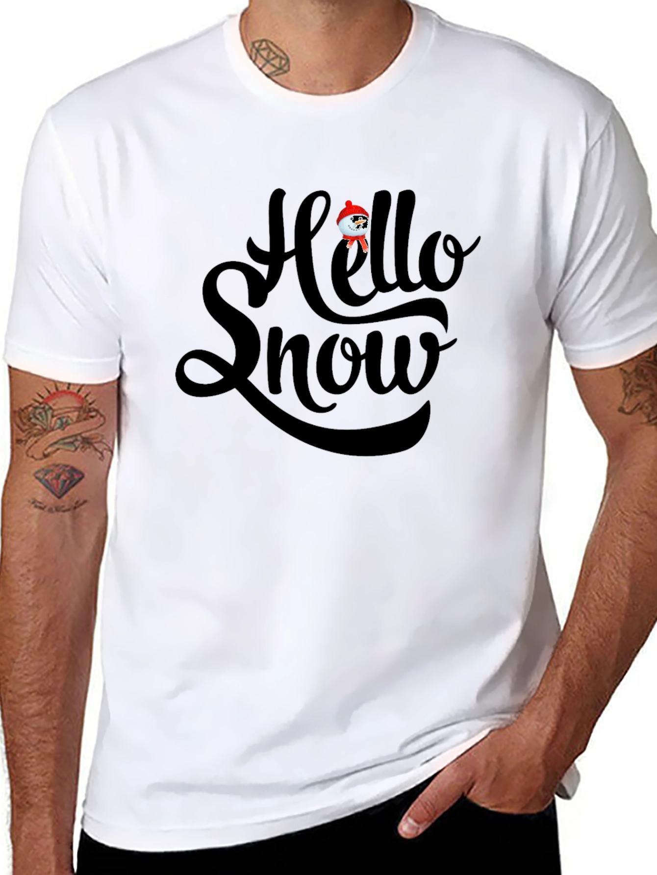 Hello Snow Black Graphic Tee