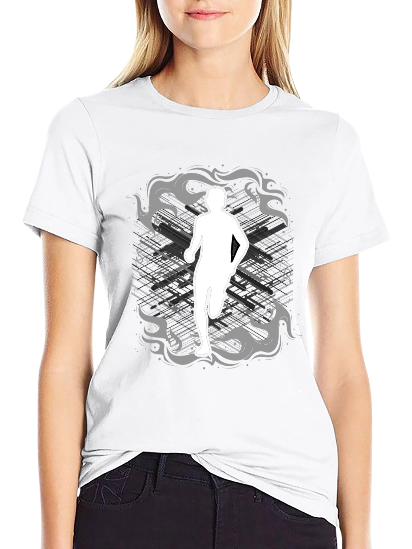 Runner Graphic Tee - Black Cotton Shirt