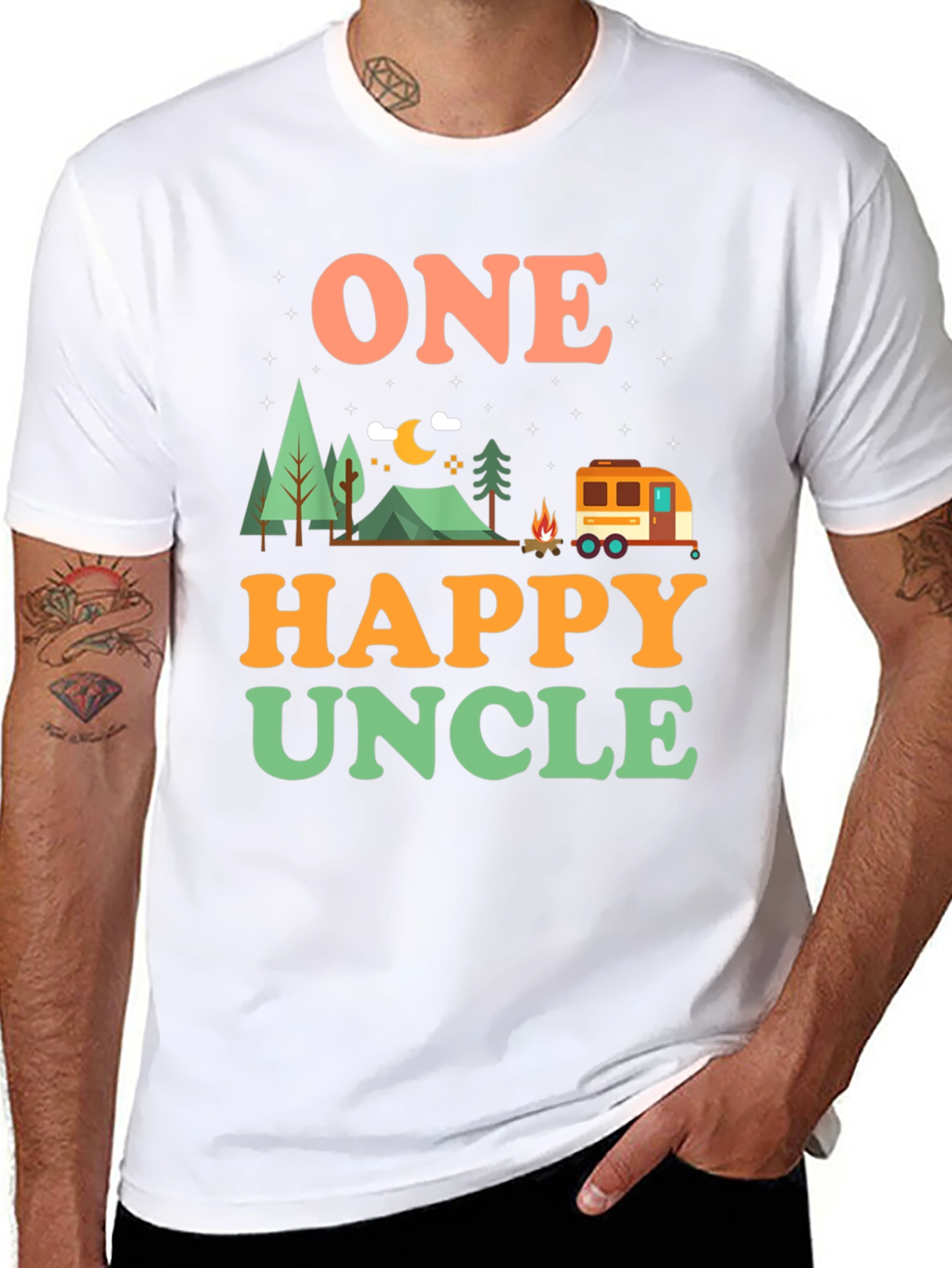One Happy Uncle T-Shirt Camping Graphic