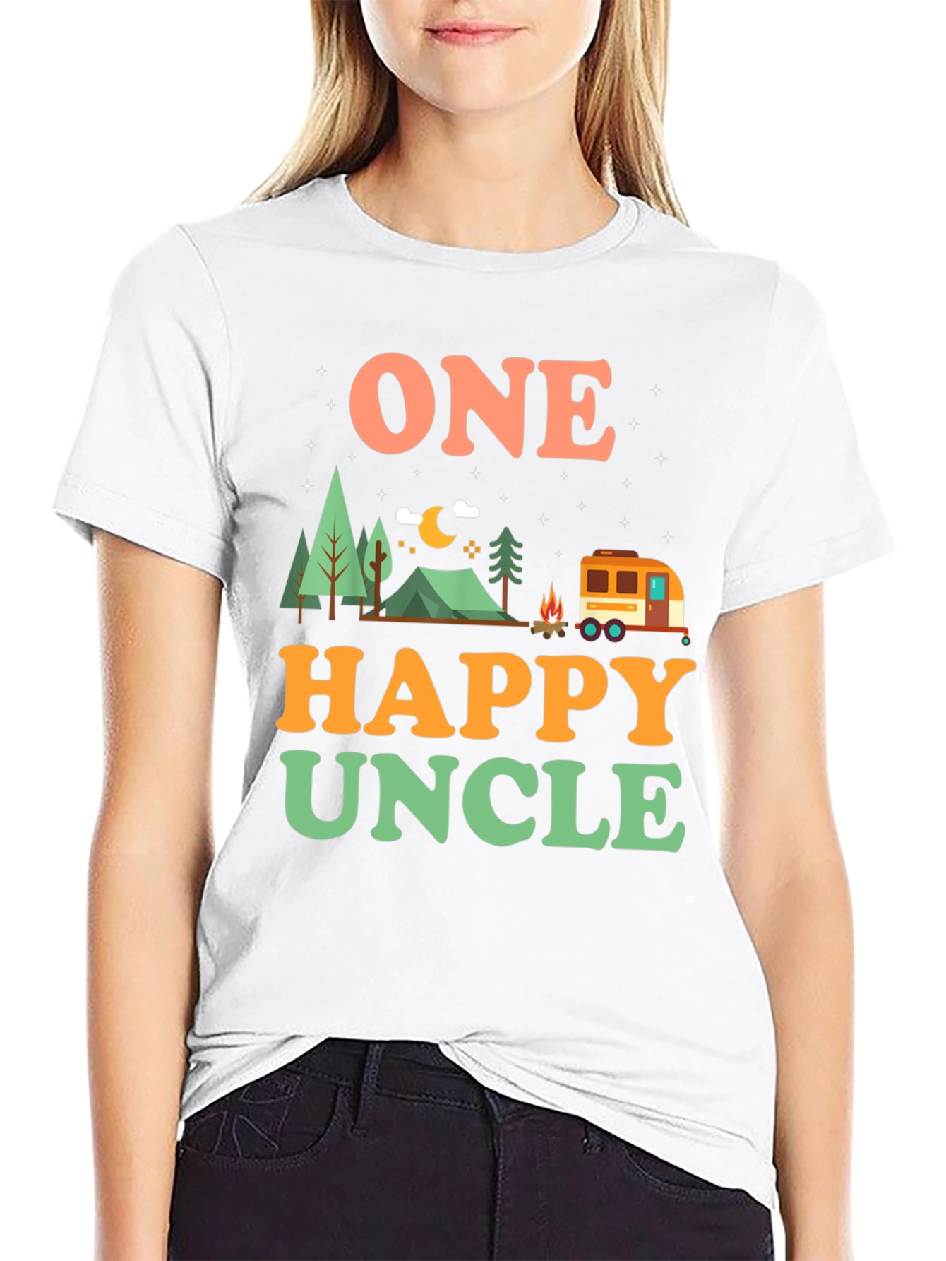 One Happy Uncle T-Shirt Camping Graphic