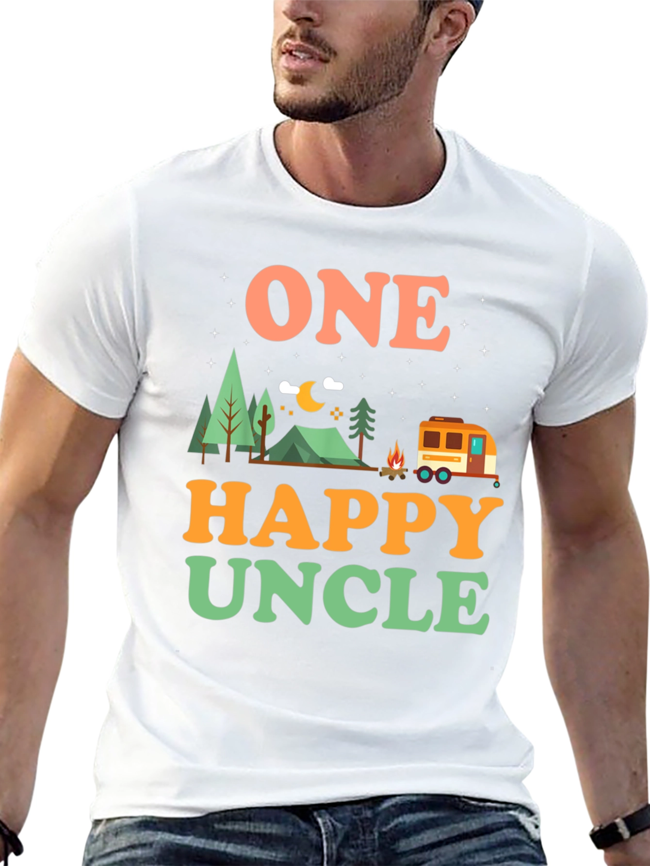 One Happy Uncle T-Shirt Camping Graphic
