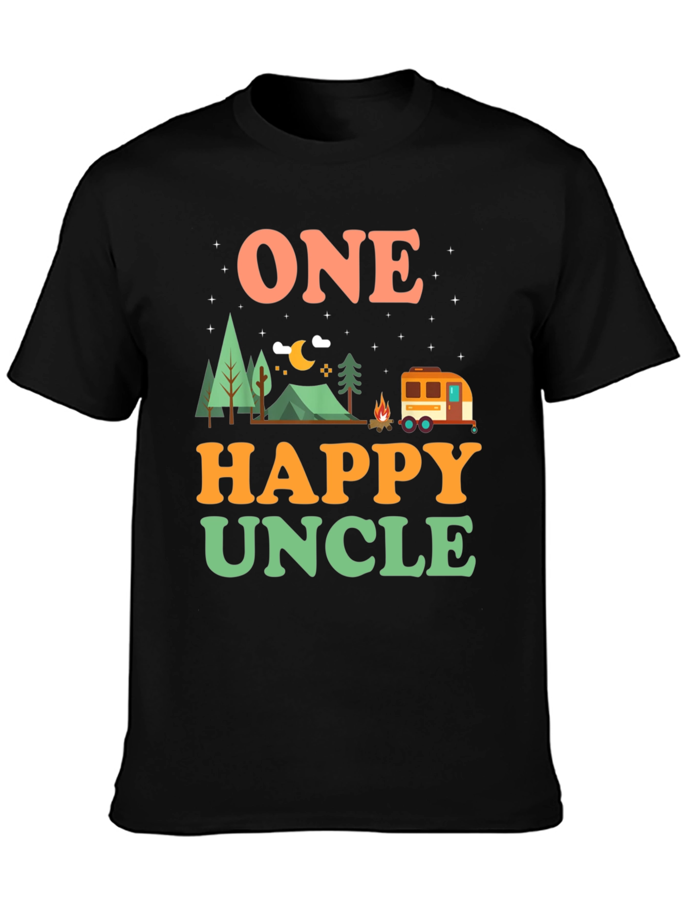 One Happy Uncle T-Shirt Camping Graphic