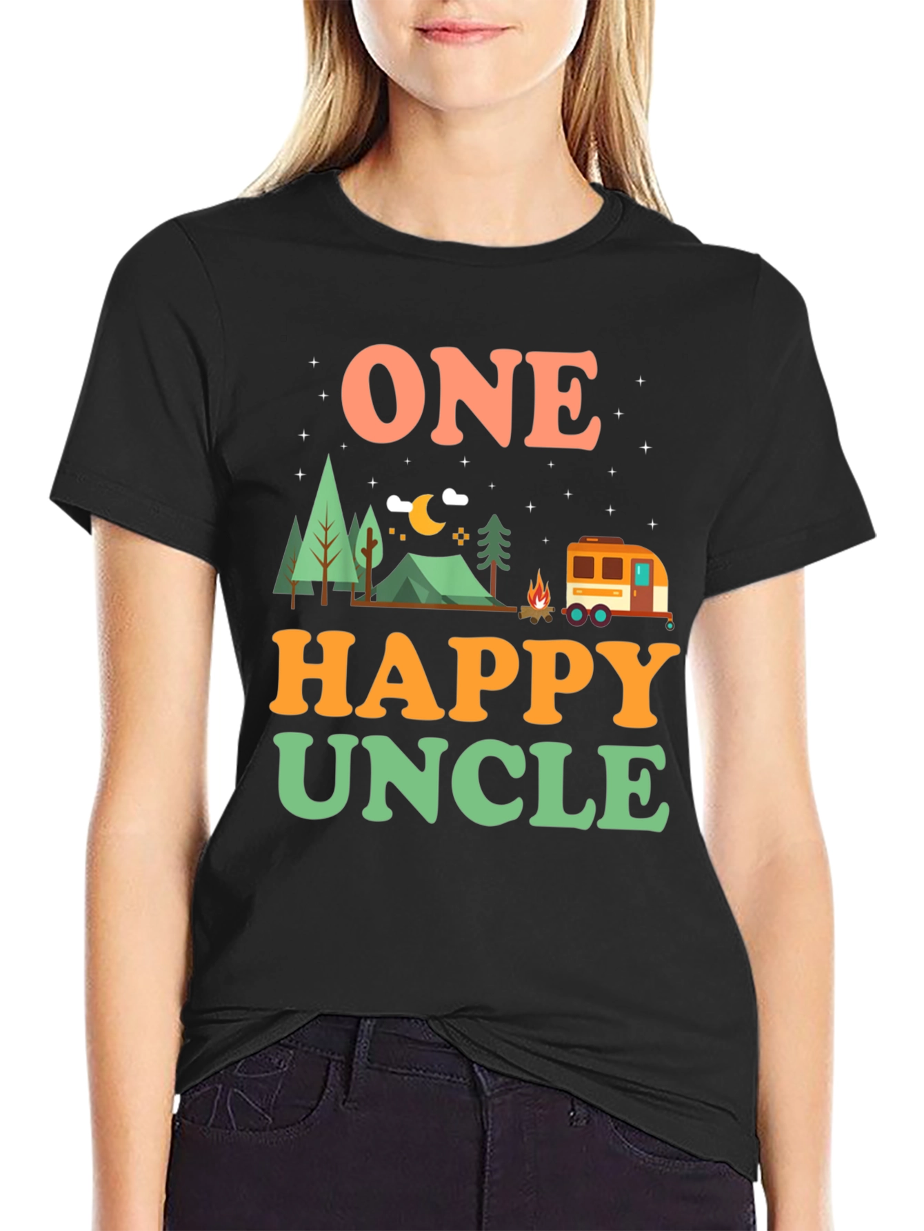 One Happy Uncle T-Shirt Camping Graphic