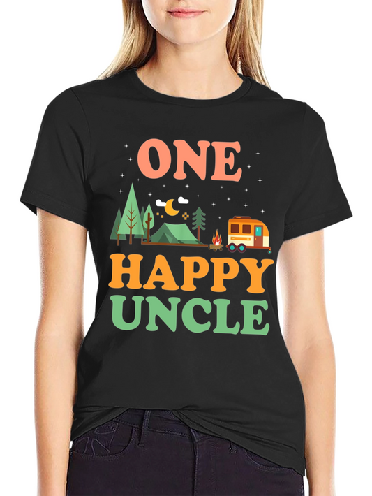 One Happy Uncle T-Shirt Camping Graphic