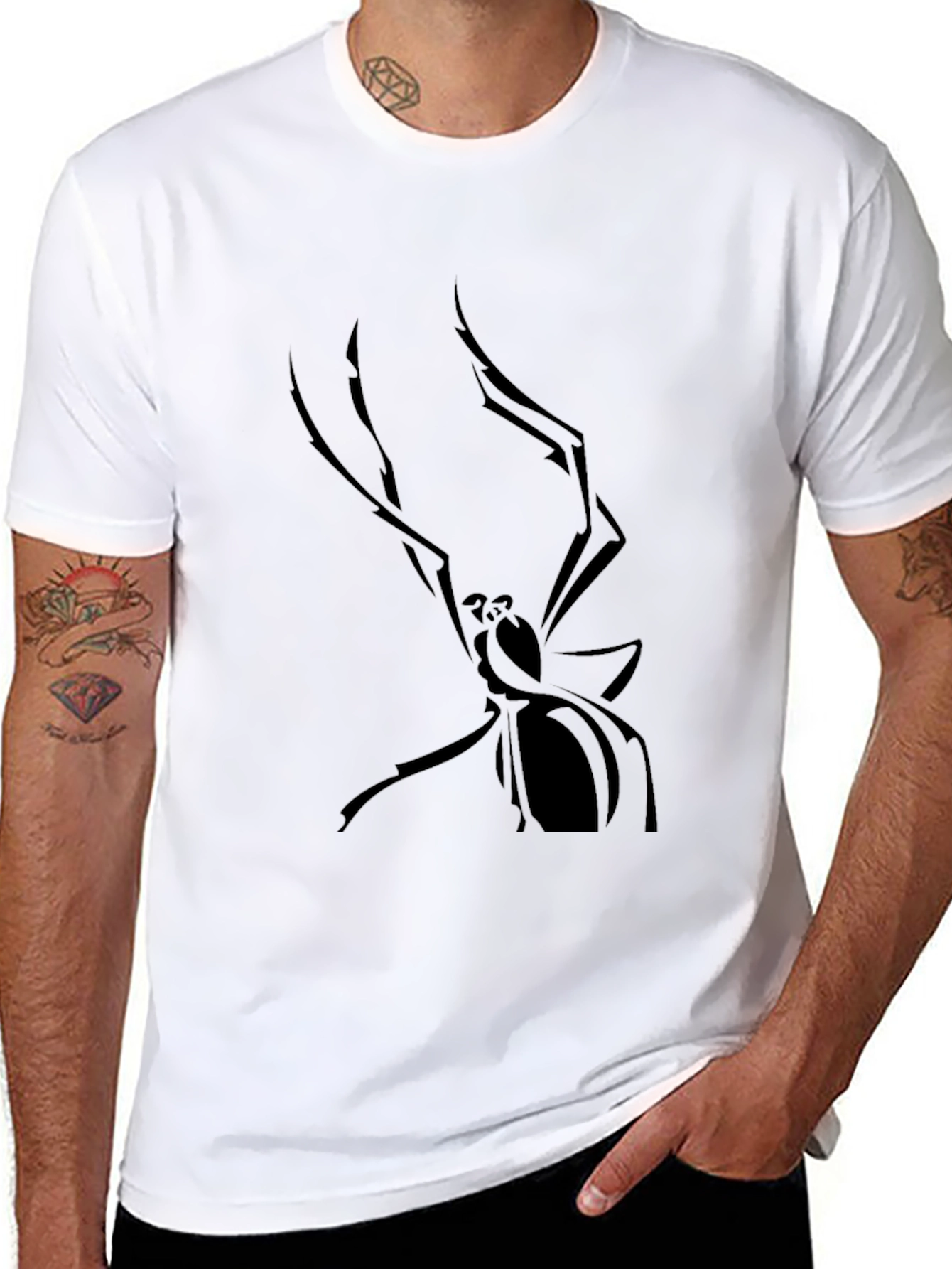Mens Black Spider Graphic Tee