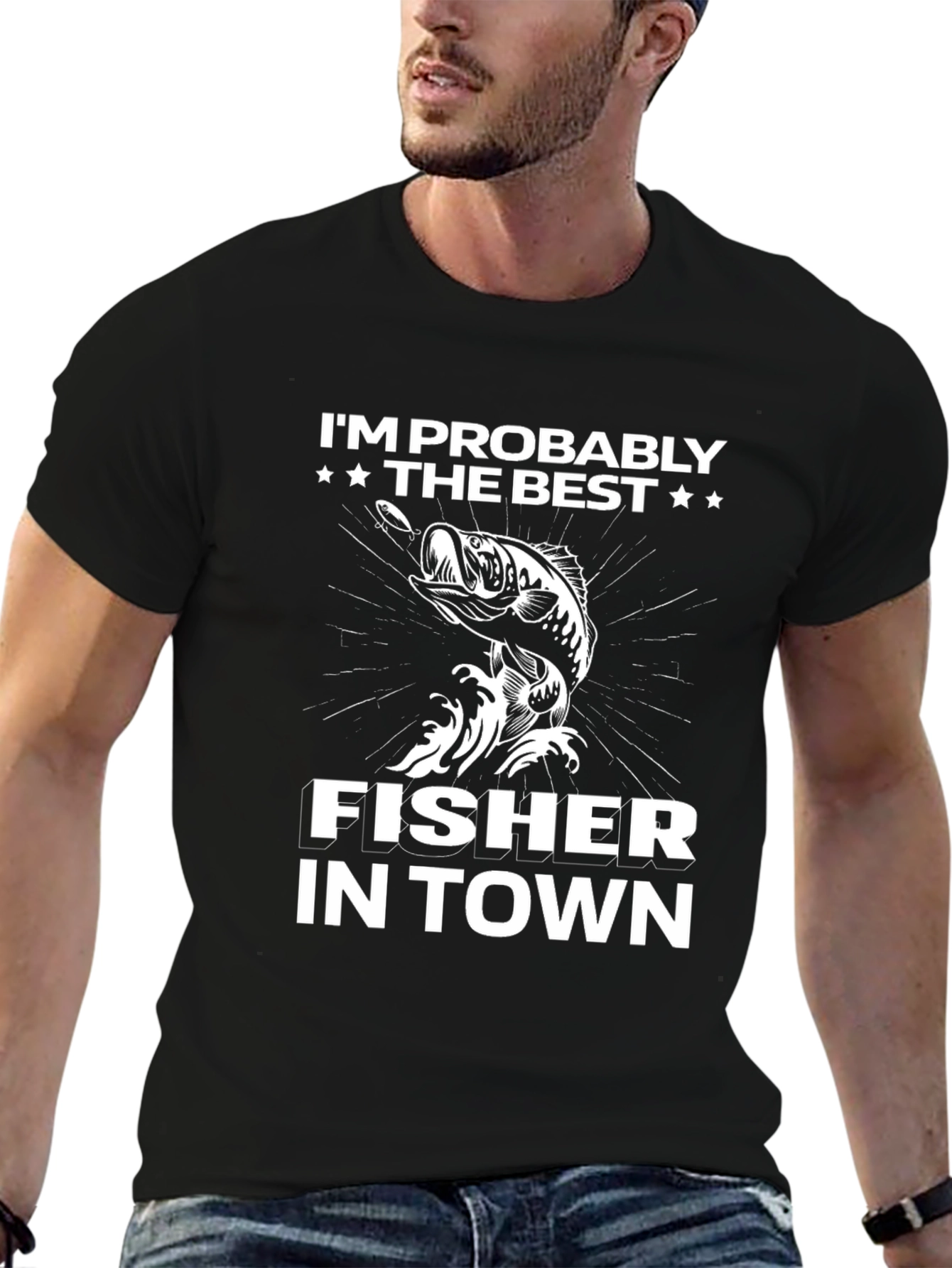 Best Fisher in Town Black T-Shirt