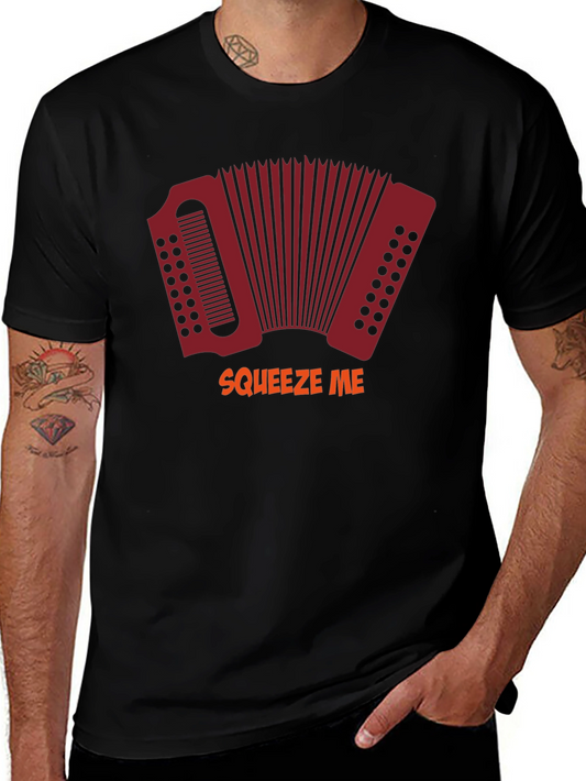 Squeeze Me Accordion Graphic Tee - Black Cotton T-Shirt