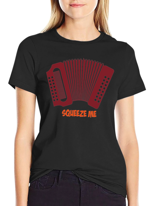 Squeeze Me Accordion Graphic Tee - Black Cotton T-Shirt