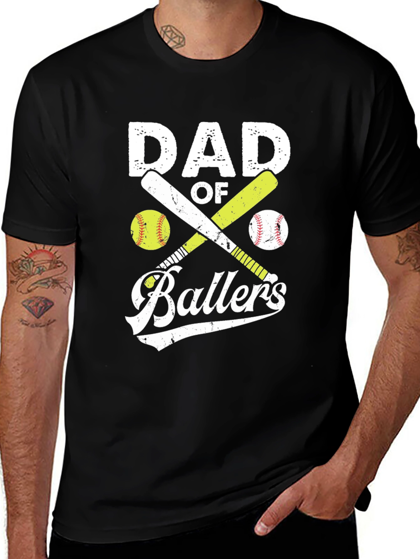 Dad of Ballers Graphic T-Shirt Baseball Softball Tee