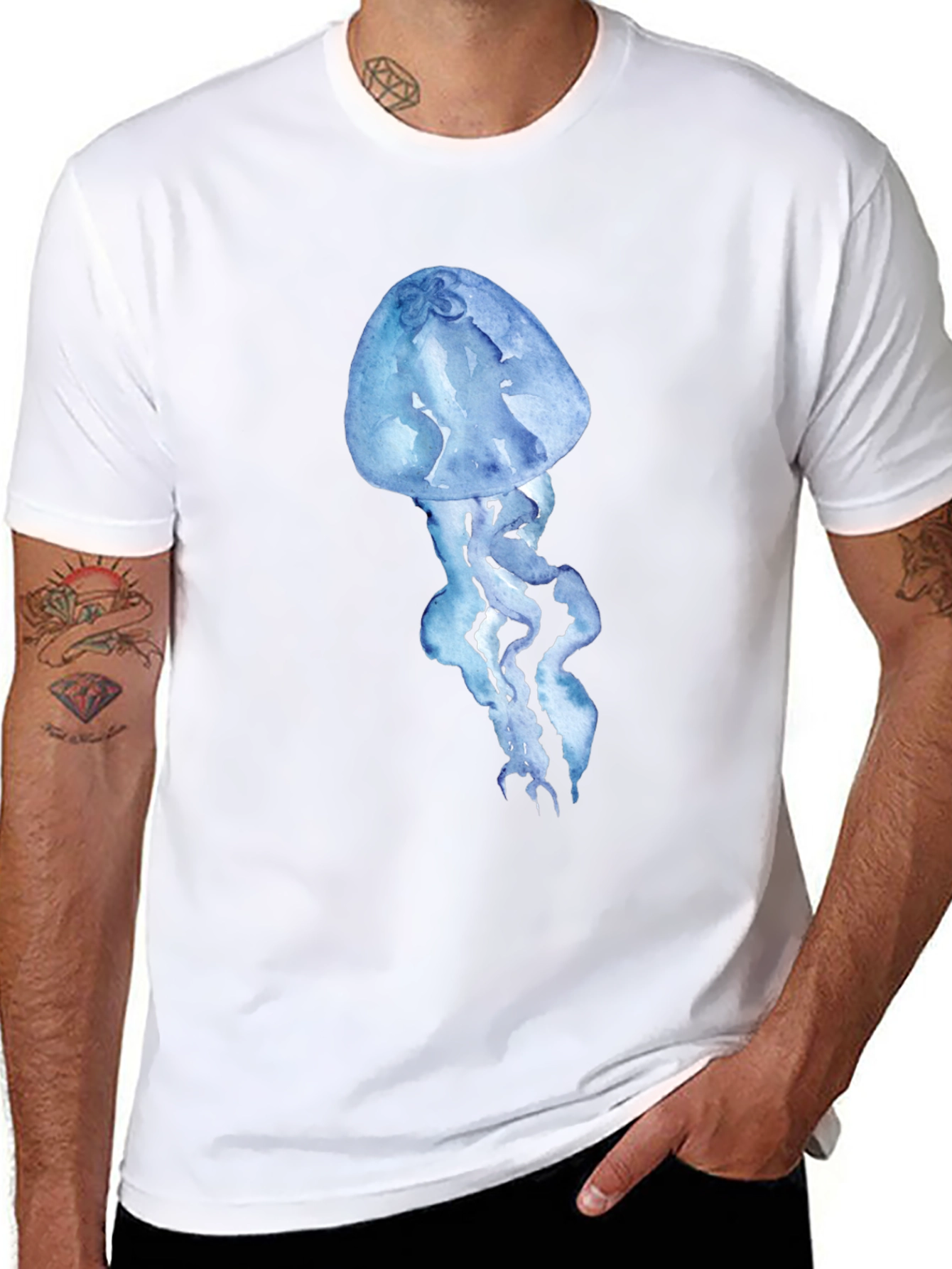 Jellyfish Print Black T-Shirt - Stylish & Unique