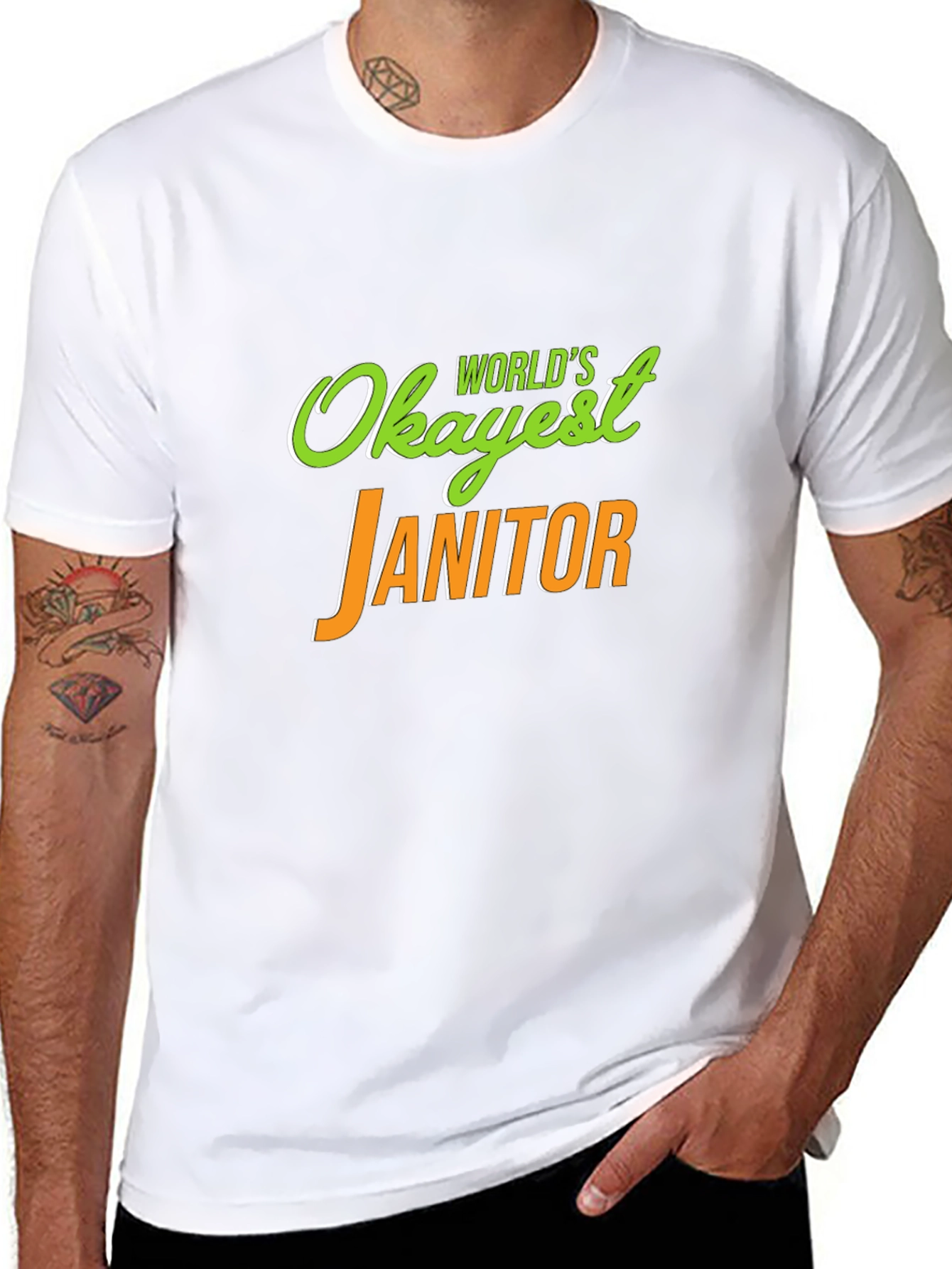 Worlds Okayest Janitor Novelty T-Shirt