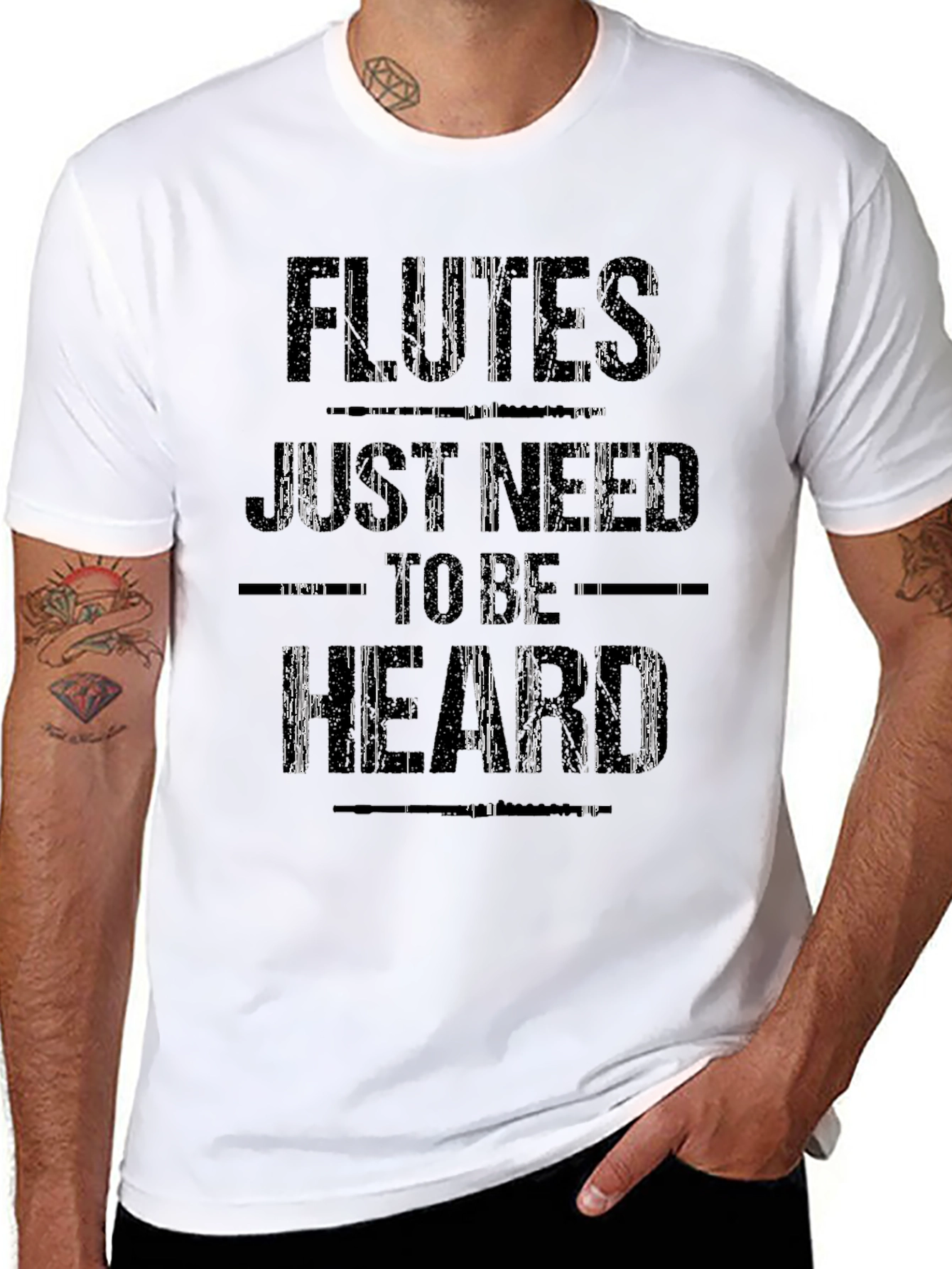 Flutes Need to Be Heard Black T-Shirt